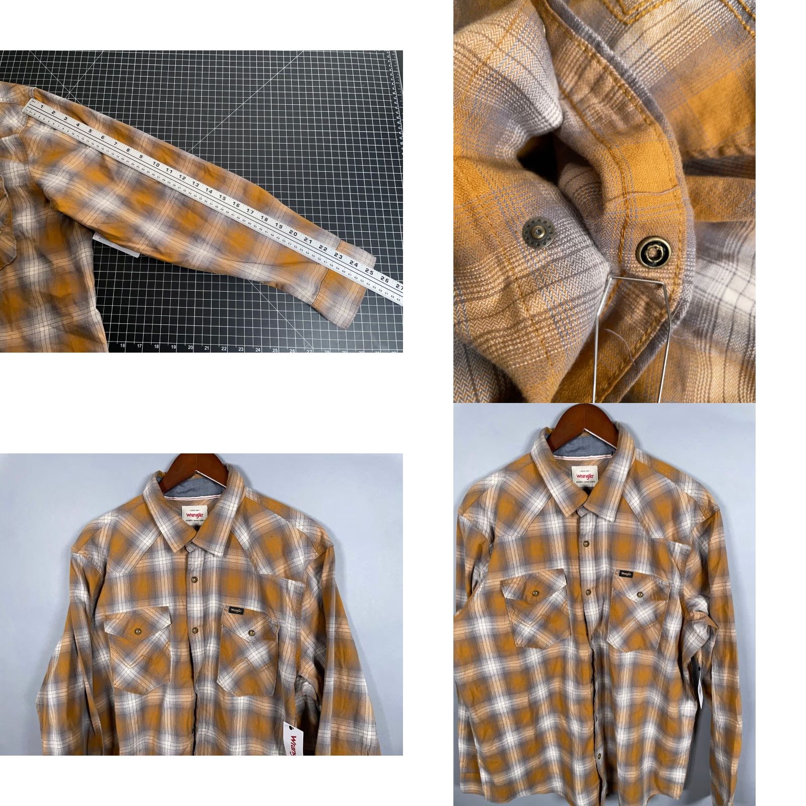 Wrangler Wrangler Western Style Shirt Adult XL Brown Plaid Long Sleeve Snap Button Casual Mens Size US XL / EU 56 / 4 - 8 Thumbnail