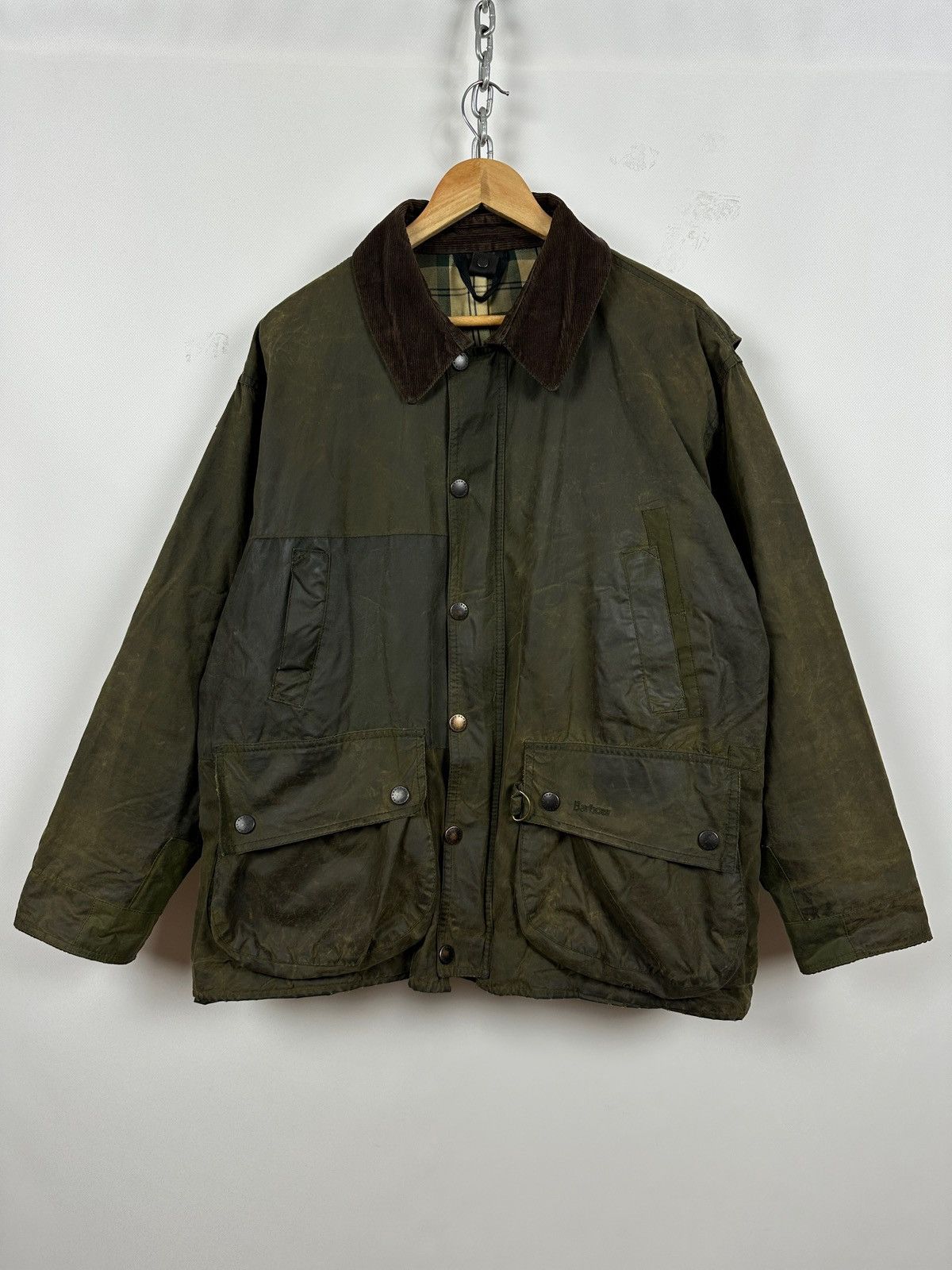 Vintage Barbour Fontainbleau Waxed Green Khaki Coat Jacket