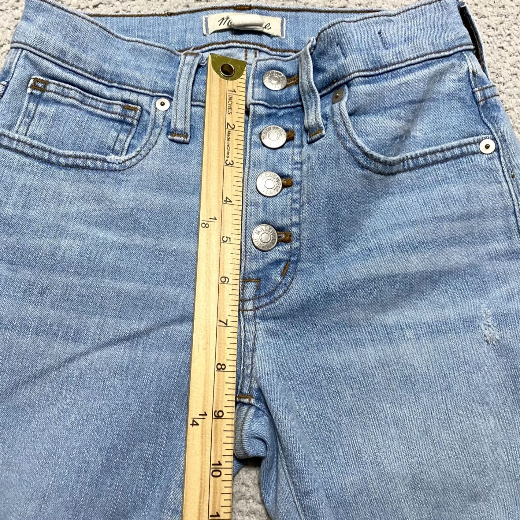 Madewell Madewell Jeans Womens High Rise Skinny Medium Wash Blue 24 Regular 5-Pocket Denim Distressed Jeans Size 42" / US 20 - 7 Thumbnail