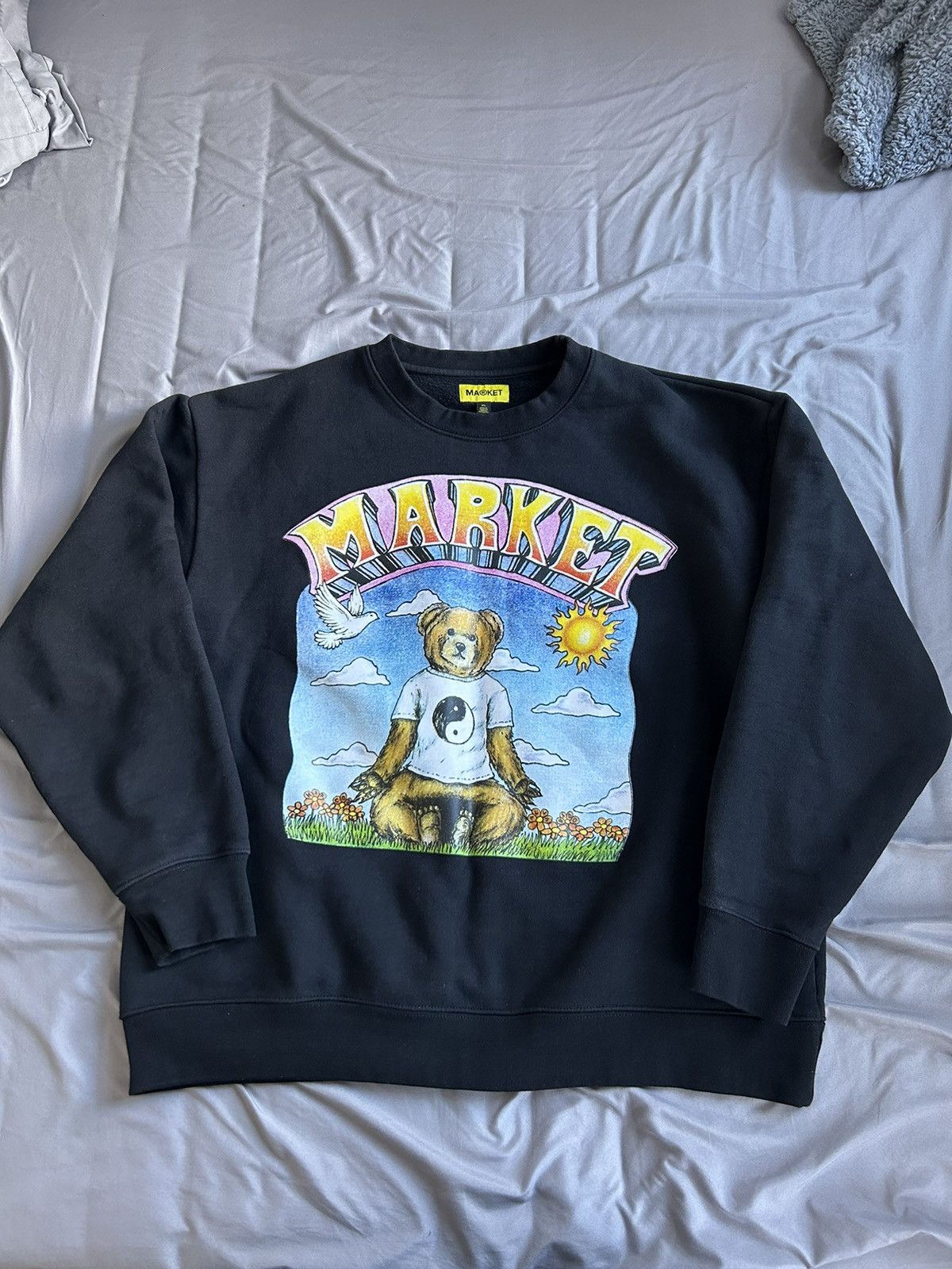 image of Market Teddy Meditation Crew in Black, Men's (Size XL)