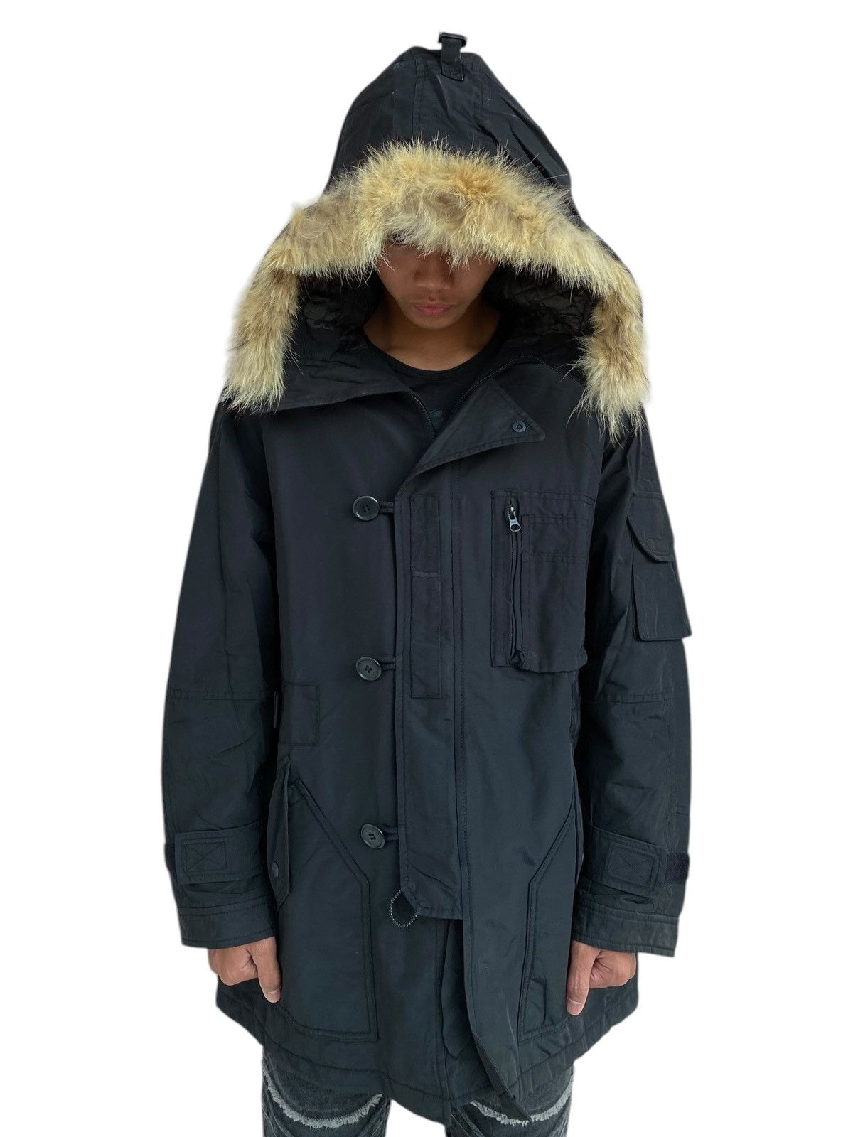 14th Addiction 2002 PPFM - Fur Hoodie Nylon Cargo Jacket Size US L / EU 52-54 / 3 - 1 Thumbnail