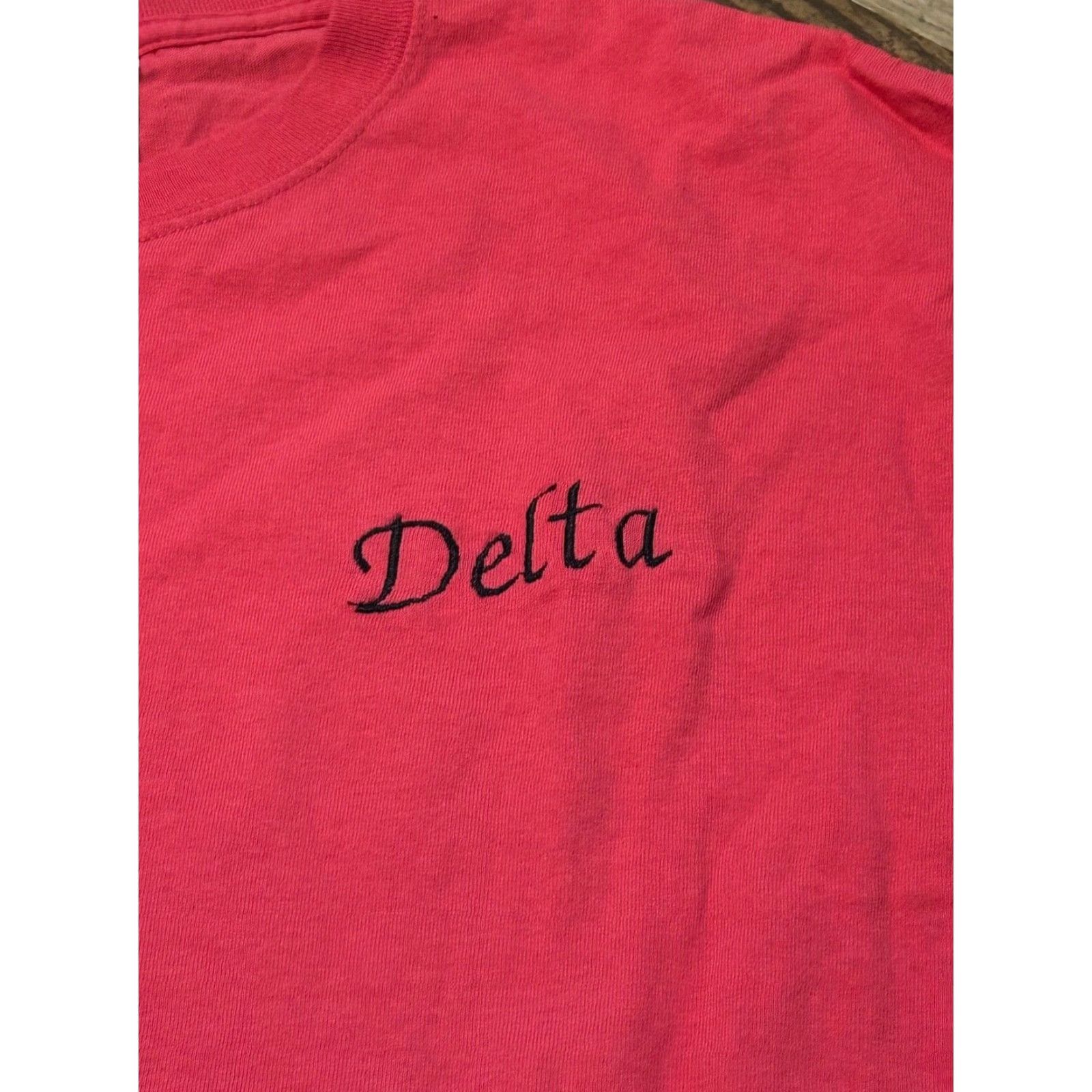 Gildan GILDAN Women's T-Shirt Pink Size L Embroidered "DELTA" Crew Neck Short Sleeve Casual Size L / US 10 / IT 46 - 2 Thumbnail