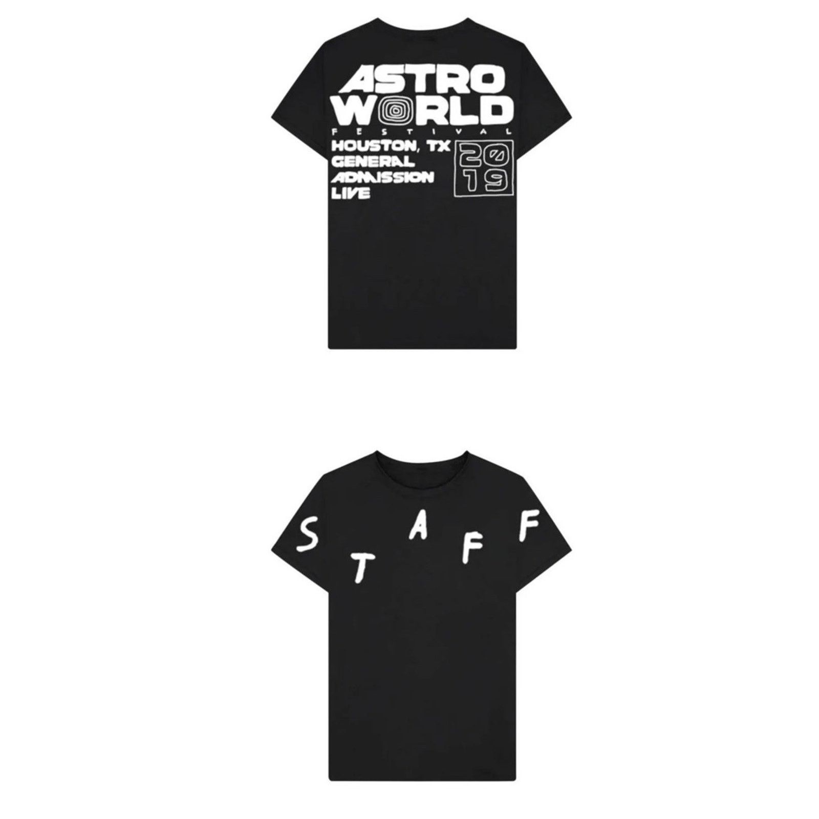 Travis Scott Travis Scott Astroworld Houston 2019 Staff Tee Black/White M Size US M / EU 48-50 / 2 - 2 Thumbnail