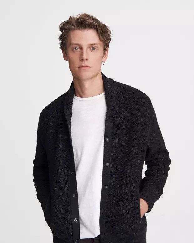 image of Rag Bone Men’S Rag & Bone New York Cardiff Shawl Cardigan Size S NWT in Navy, Men's
