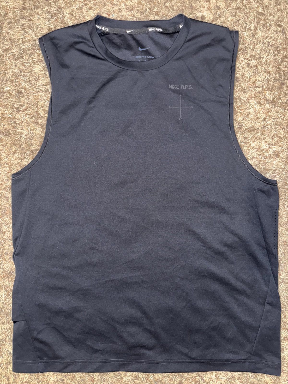 Nike Unreleased Nike Men’s A.P.S Running Triple Black Tank Top Sample Size US M / EU 48-50 / 2 - 1 Thumbnail