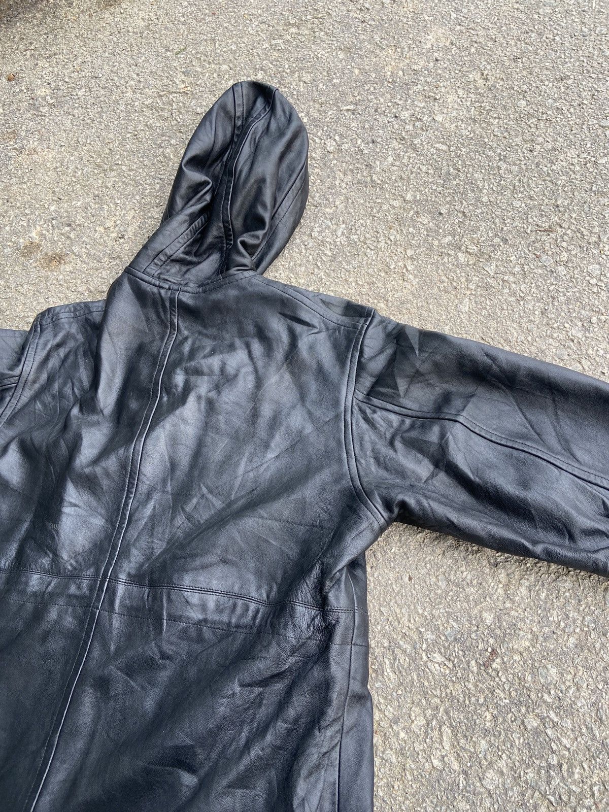 Yohji Yamamoto Circa 92–93 Hooded Leather Coat with Asymmetrical Button Size US L / EU 52-54 / 3 - 2 Thumbnail