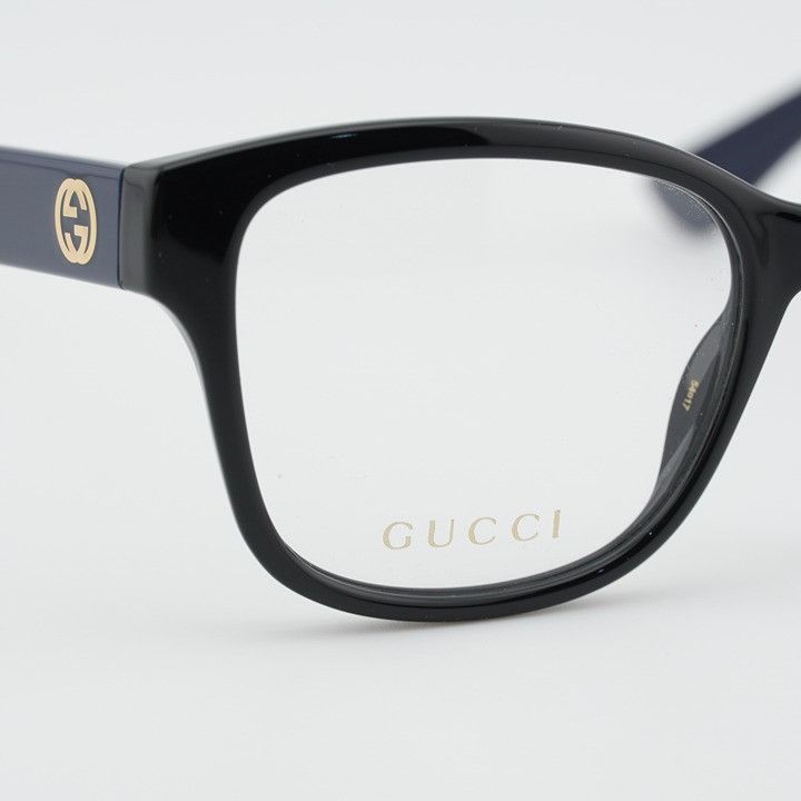 Gucci Gucci GG1340O 010 Eyeglasses Shiny Black/Blue 55mm Square Size ONE SIZE - 6 Thumbnail