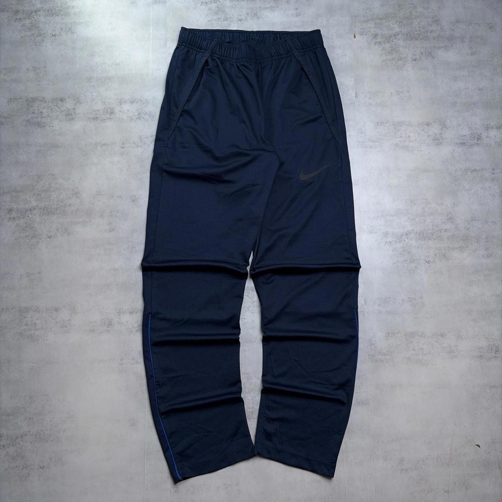 Nike Y2K Navy Nike Swoosh Grunge Loose Trackpants Size US 30 / EU 46 - 1 Thumbnail