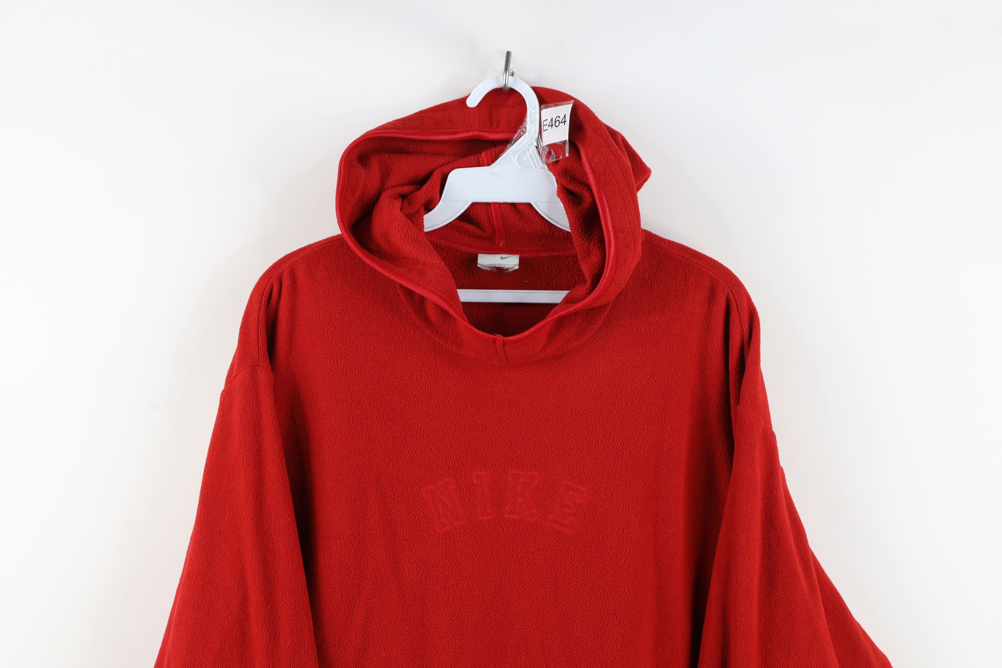 Nike Vintage Y2K Nike Spell Out Fleece Hoodie Sweatshirt Red Size XXL / US 16-18 / IT 52-54 - 2 Thumbnail