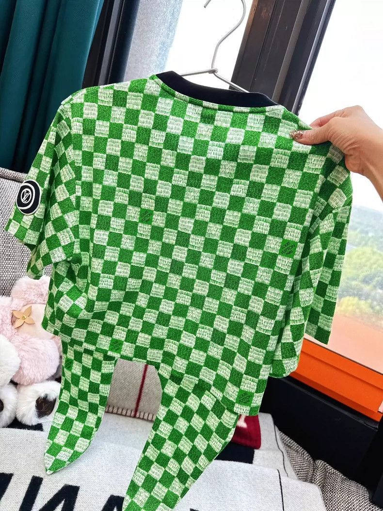 Louis Vuitton LV Green Checkered Short Sleeve TShirt-2506 Size XS / US 0-2 / IT 36-38 - 2 Thumbnail
