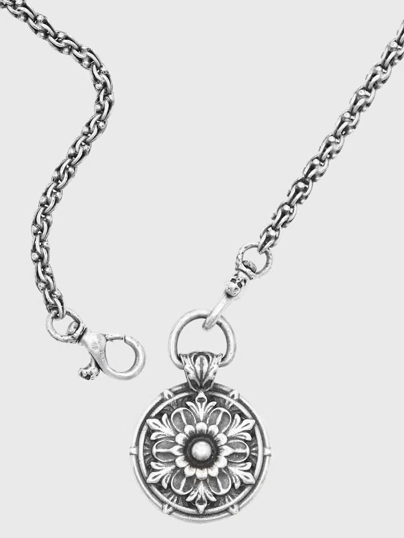 John Varvatos Sterling Silver Floral Pendant Necklace. Size ONE SIZE - 3 Thumbnail