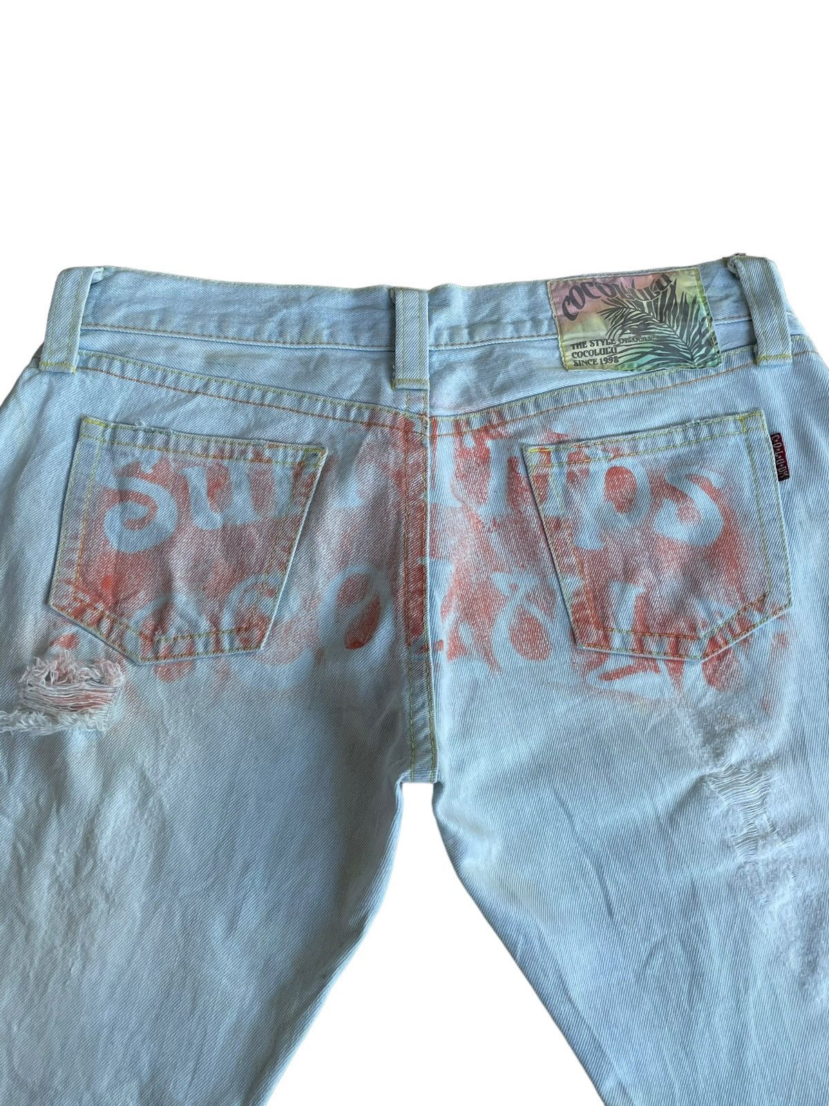 Japanese Brand Vintage Y2K Japanese Cocolulu Surf Trip Paint Spellout Jeans Size US 34 / EU 50 - 9 Thumbnail