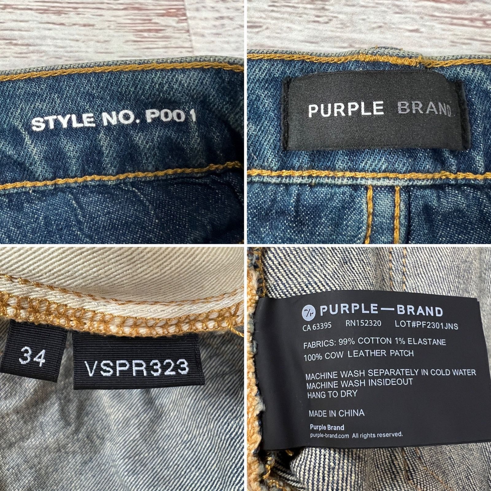 Purple PURPLE Brand Square Patch Repair Slim Jeans 34 Indigo NWT Size US 34 / EU 50 - 3 Thumbnail