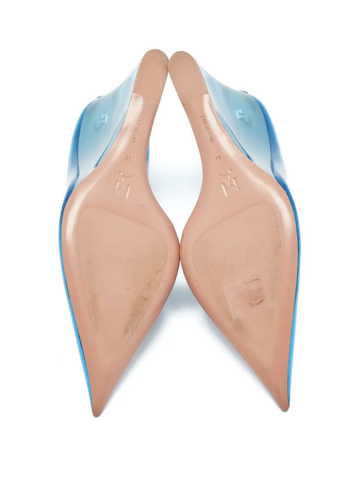 Amina Muaddi Amina Muaddi Ane Glass Wedge Pumps In Blue PVC Size US 9 / IT 39 - 5 Thumbnail