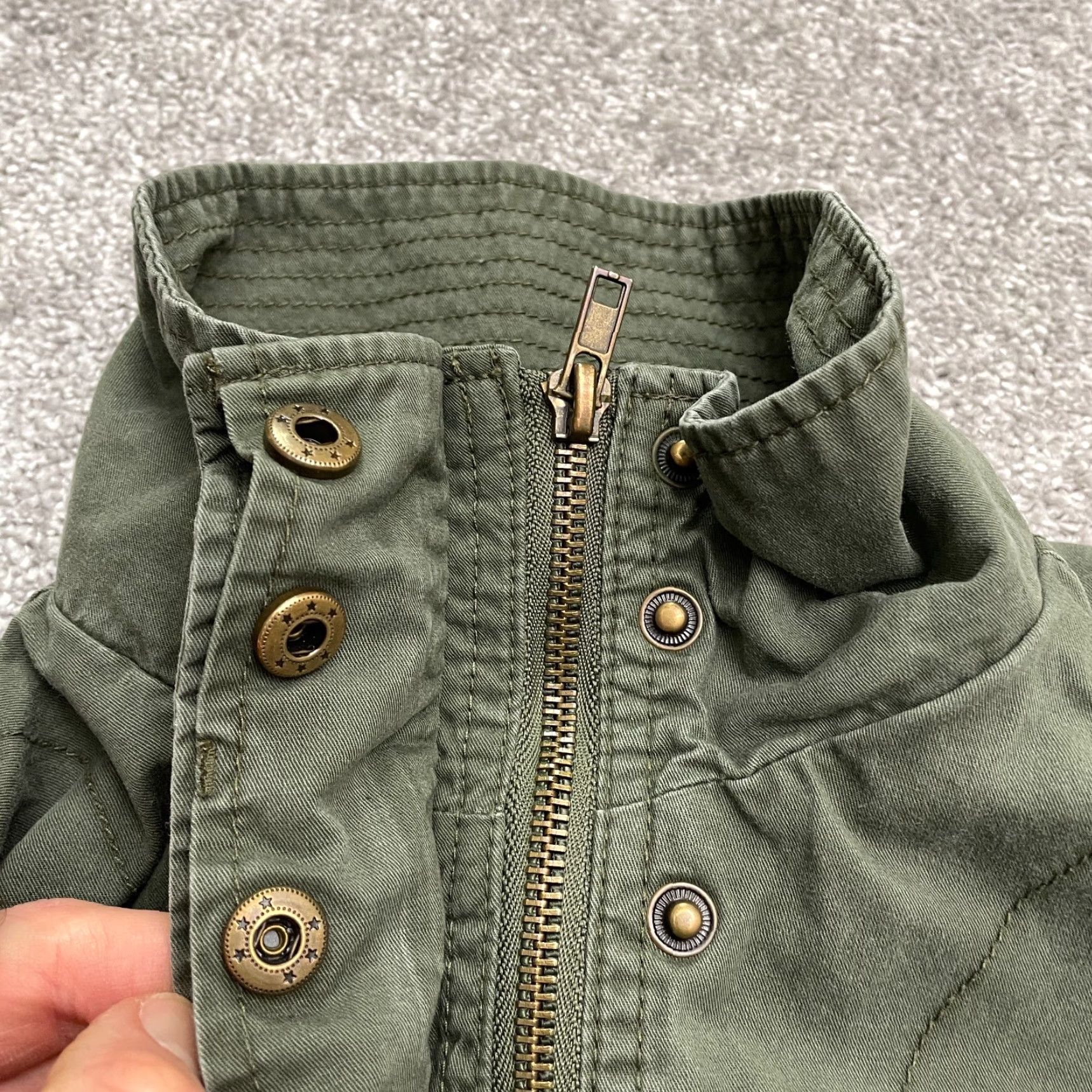 Vintage Love Tree Military Jacket Women Medium Army Green Full Zip Cotton Pocket Outdoor Size M / US 6-8 / IT 42-44 - 3 Thumbnail