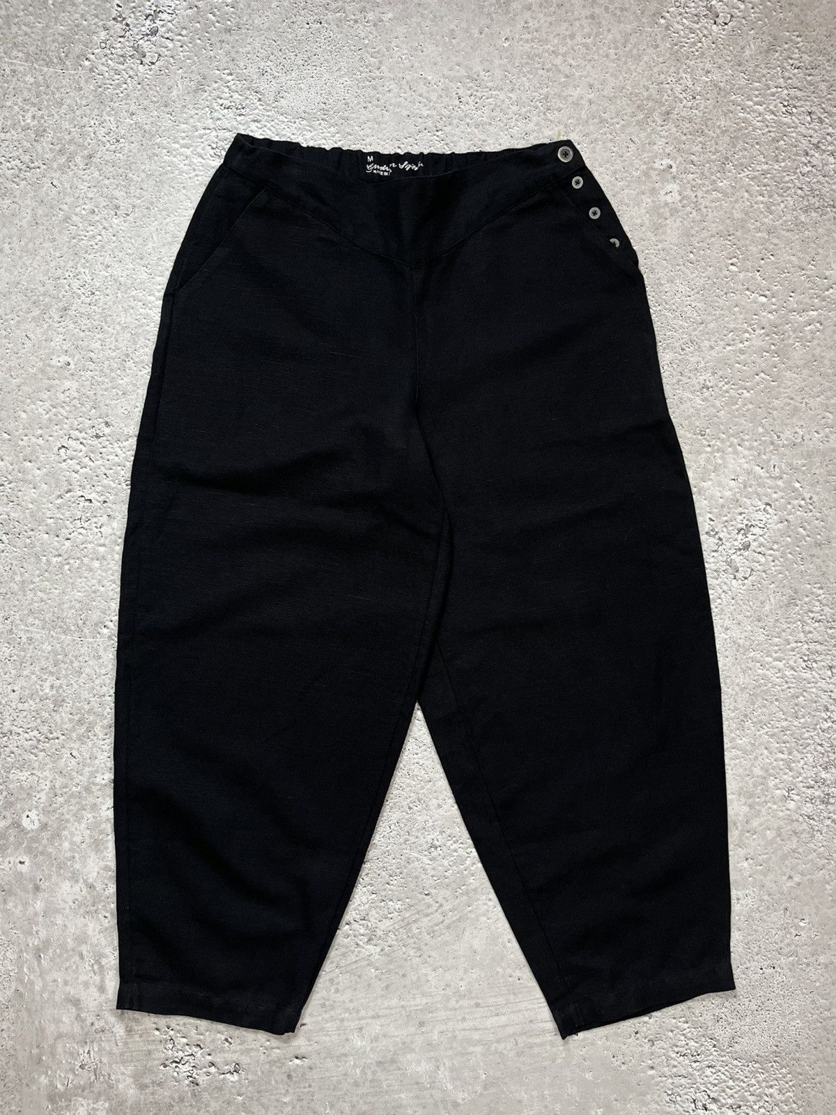 Gudrun Sjoden Gudrun Sjödén Black Baggy Linen Pants Organic Cotton Blend Size 28" / US 6 / IT 42 - 1 Thumbnail