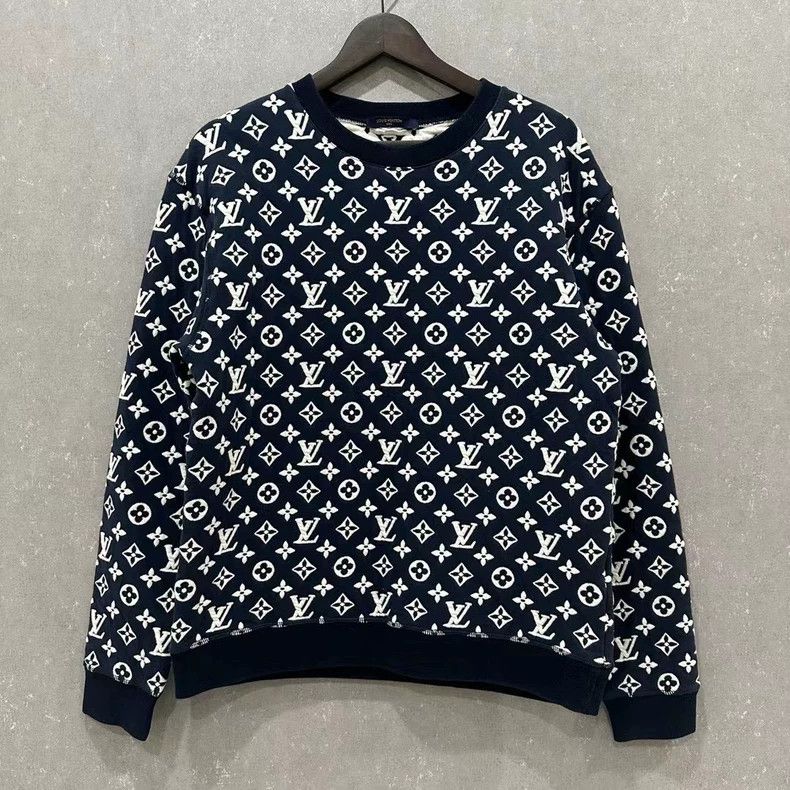 Louis Vuitton Louis Vuitton Blue embossed full logo sweatshirt Size US L / EU 52-54 / 3 - 1 Thumbnail