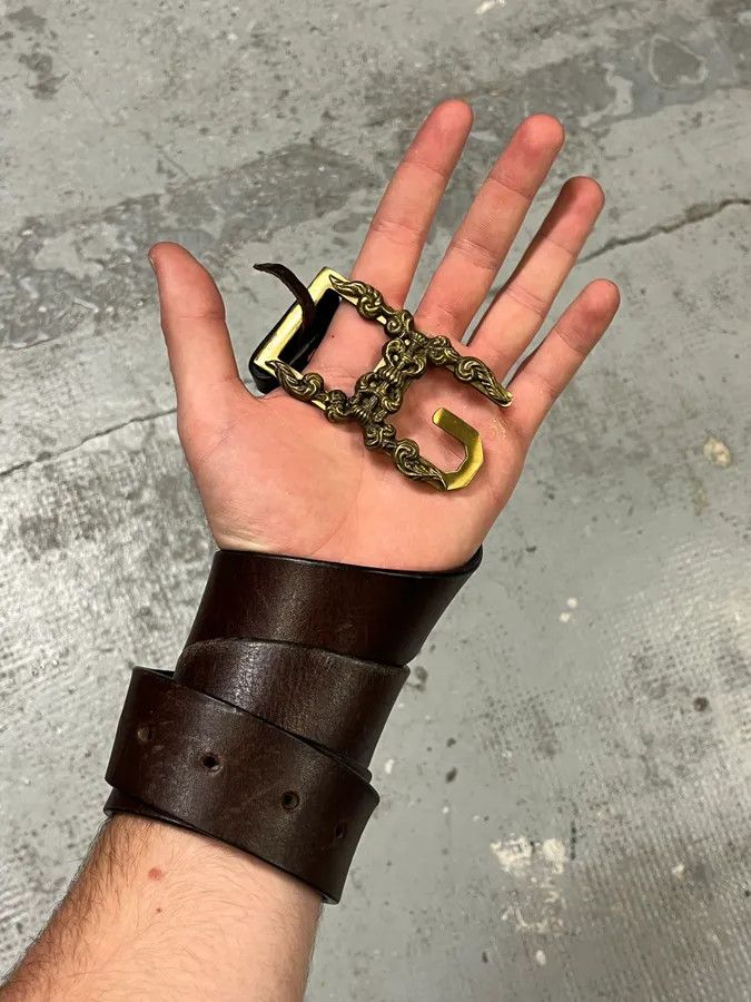 Dolce & Gabbana AW2005 Dolce & Gabbana Ornate Gold Buckle Brown Leather Belt Size ONE SIZE - 2 Thumbnail