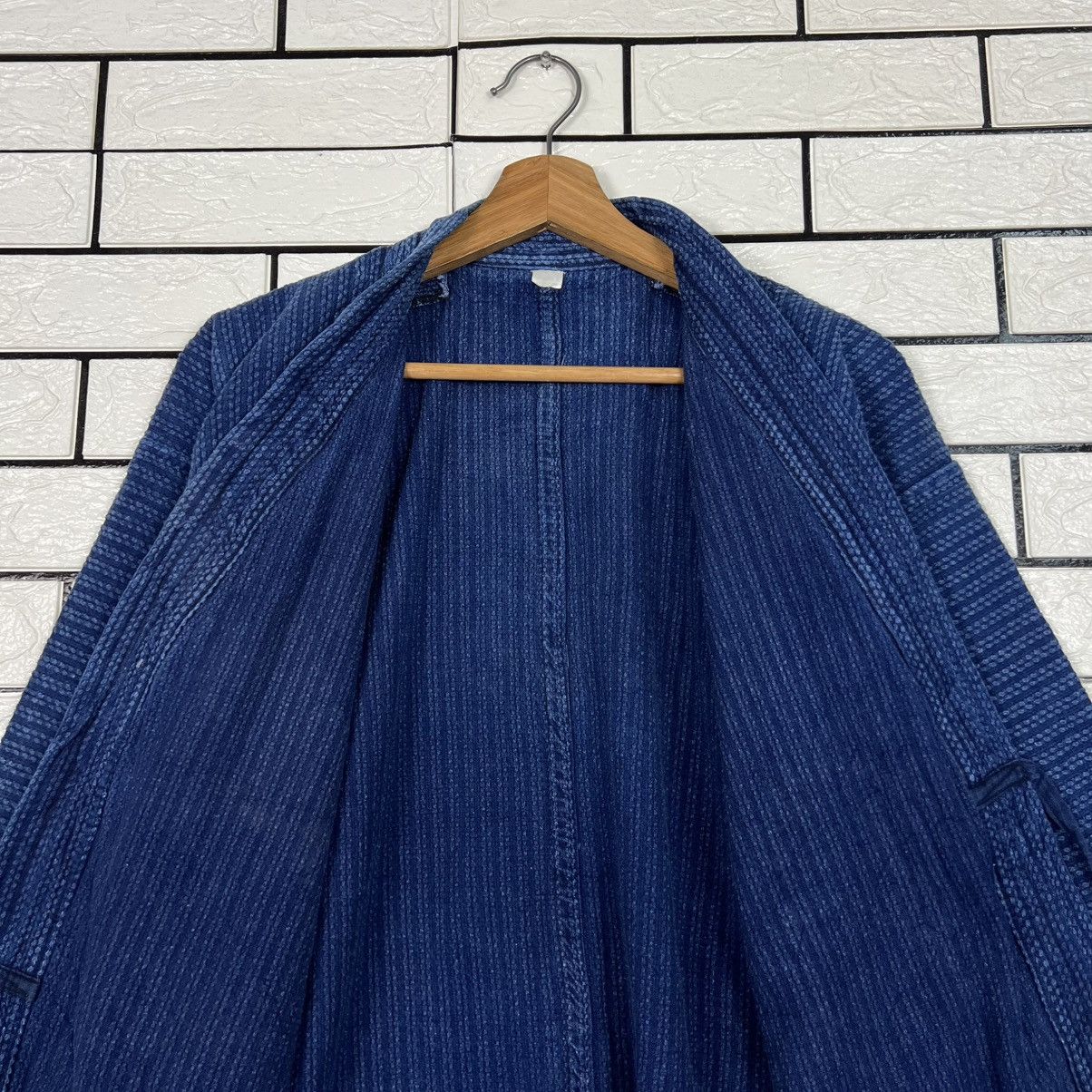 Vintage Japan Indigo Blue Sashiko Thick Weave Kimono #4149-C189 Size US L / EU 52-54 / 3 - 11 Thumbnail