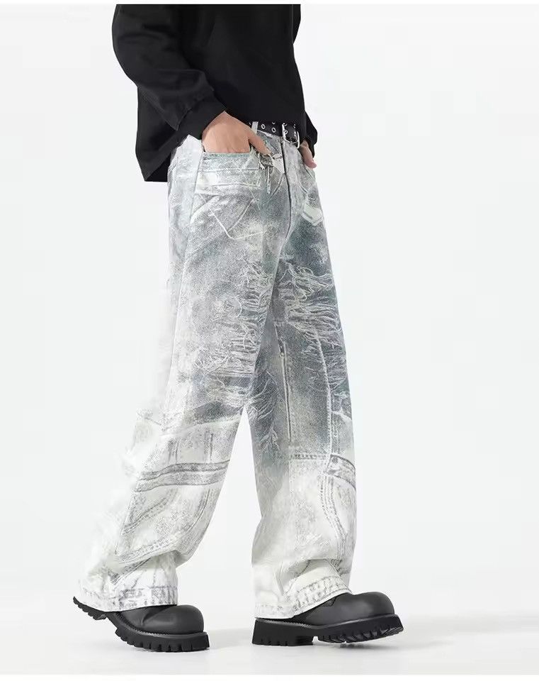 Japanese Brand Y2K / Grunge / Streetwear Distressed Wide Leg Denim Jeans Size US 31 - 3 Thumbnail