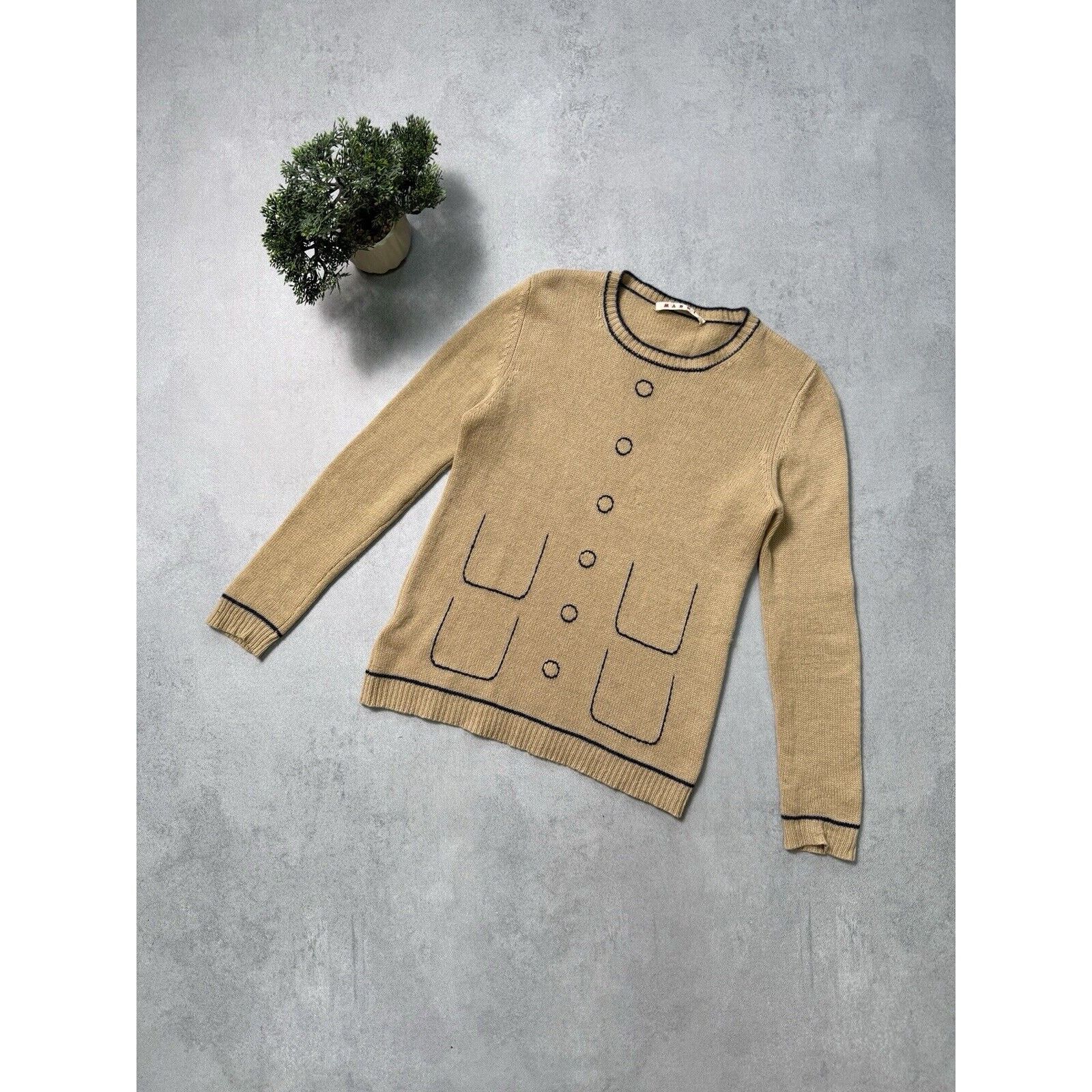 Marni Marni Cashmere Beige Sweater Wool Size S / US 4 / IT 40 - 1 Thumbnail