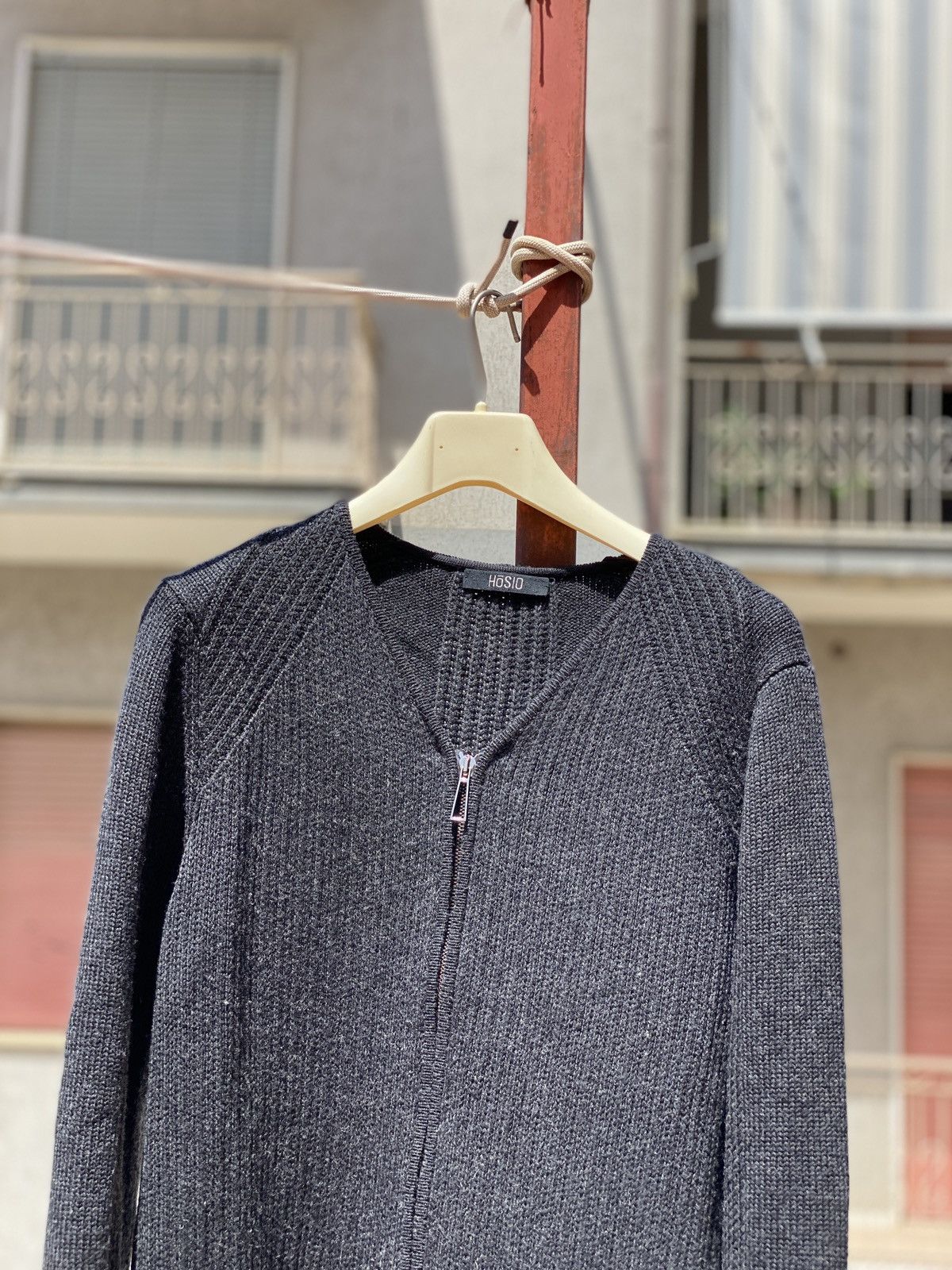 Designer Men‘s HOSIO Wool Full Zip Gray Sweater Size M Size US M / EU 48-50 / 2 - 2 Thumbnail