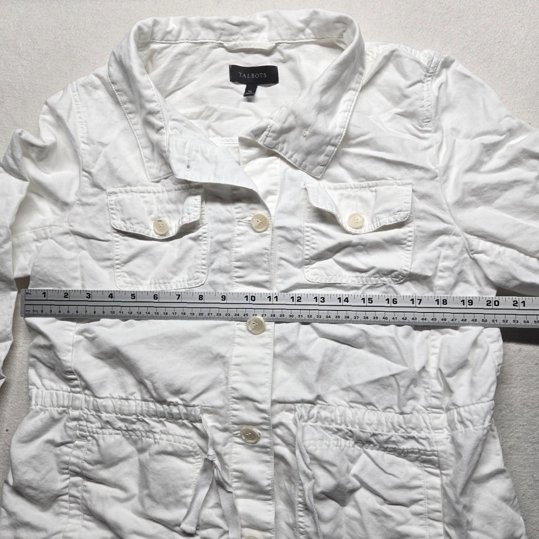 Talbots Talbots Cotton Jacket Solid White Coat Button Front Women's XL JACKET Cotton Utility 90s Classic Mens? Size XL / US 12-14 / IT 48-50 - 4 Thumbnail