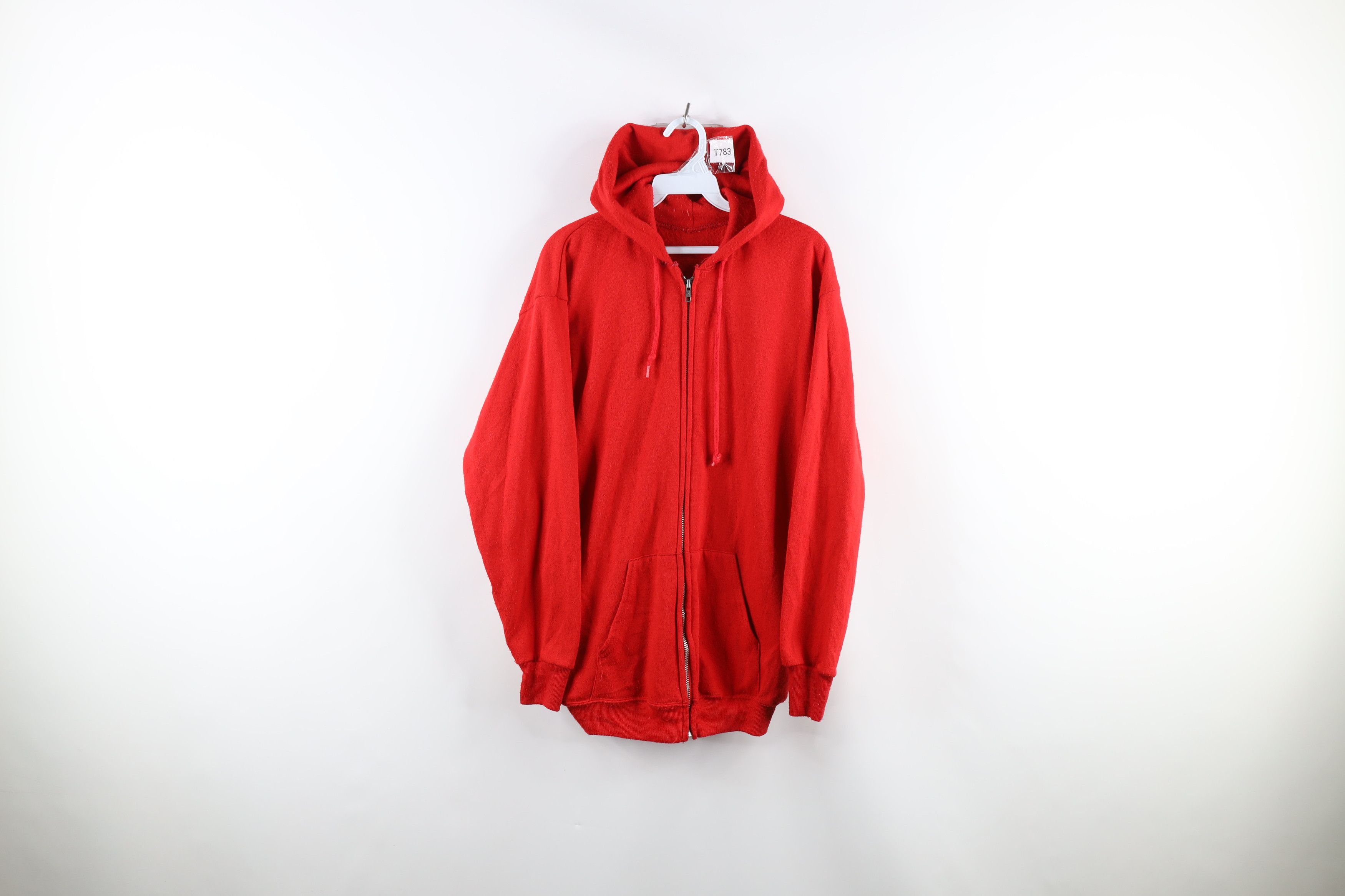 Vintage 60s Streetwear Blank Full Zip Hoodie Sweatshirt USA