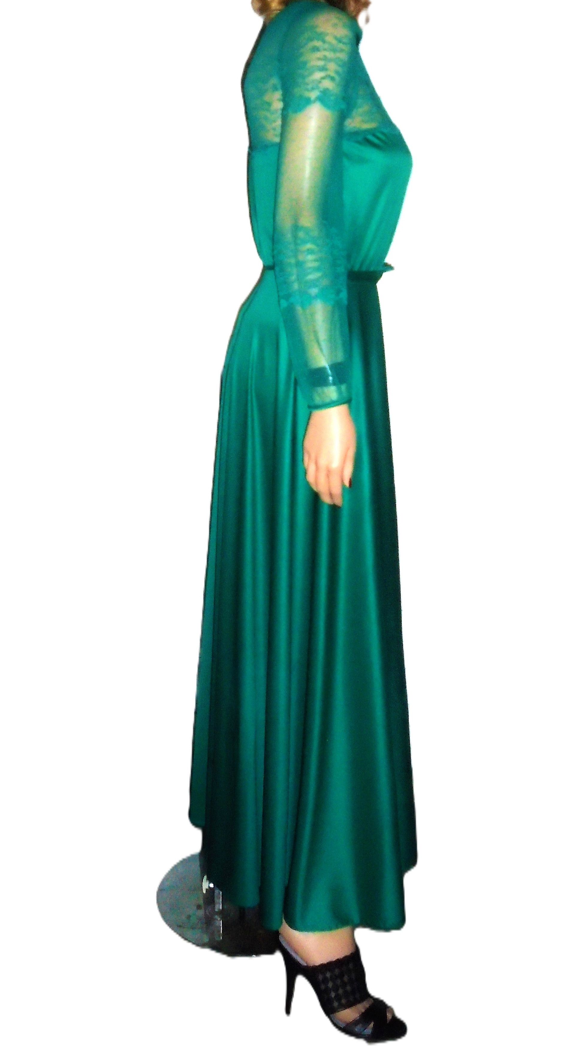 Vintage Vintage Green Sheer Lace Maxi Dress S | Grailed