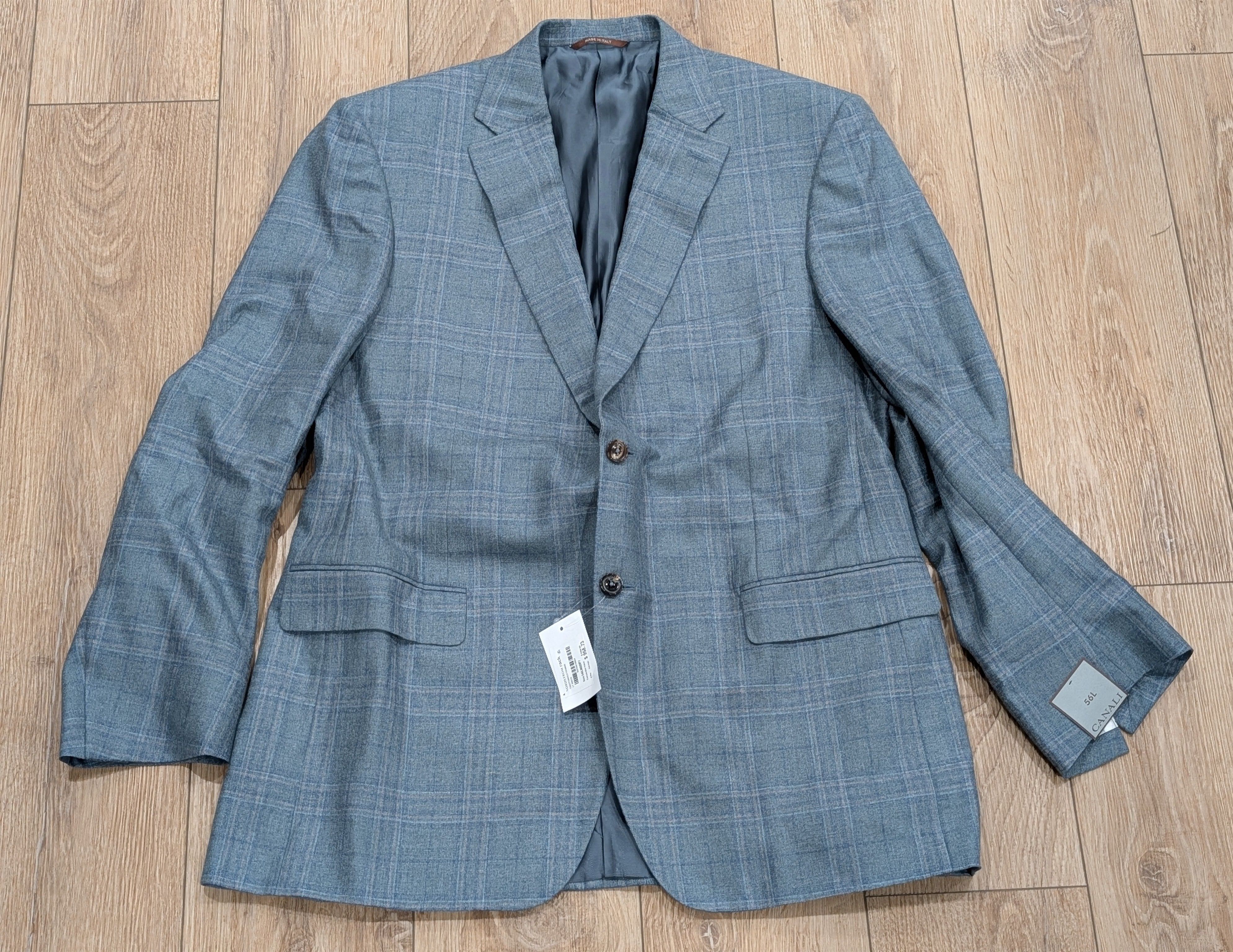 Canali CANALI Shadow Check Silk/Cashmere Sport Coat Light Green 46L Size 46L - 1 Thumbnail