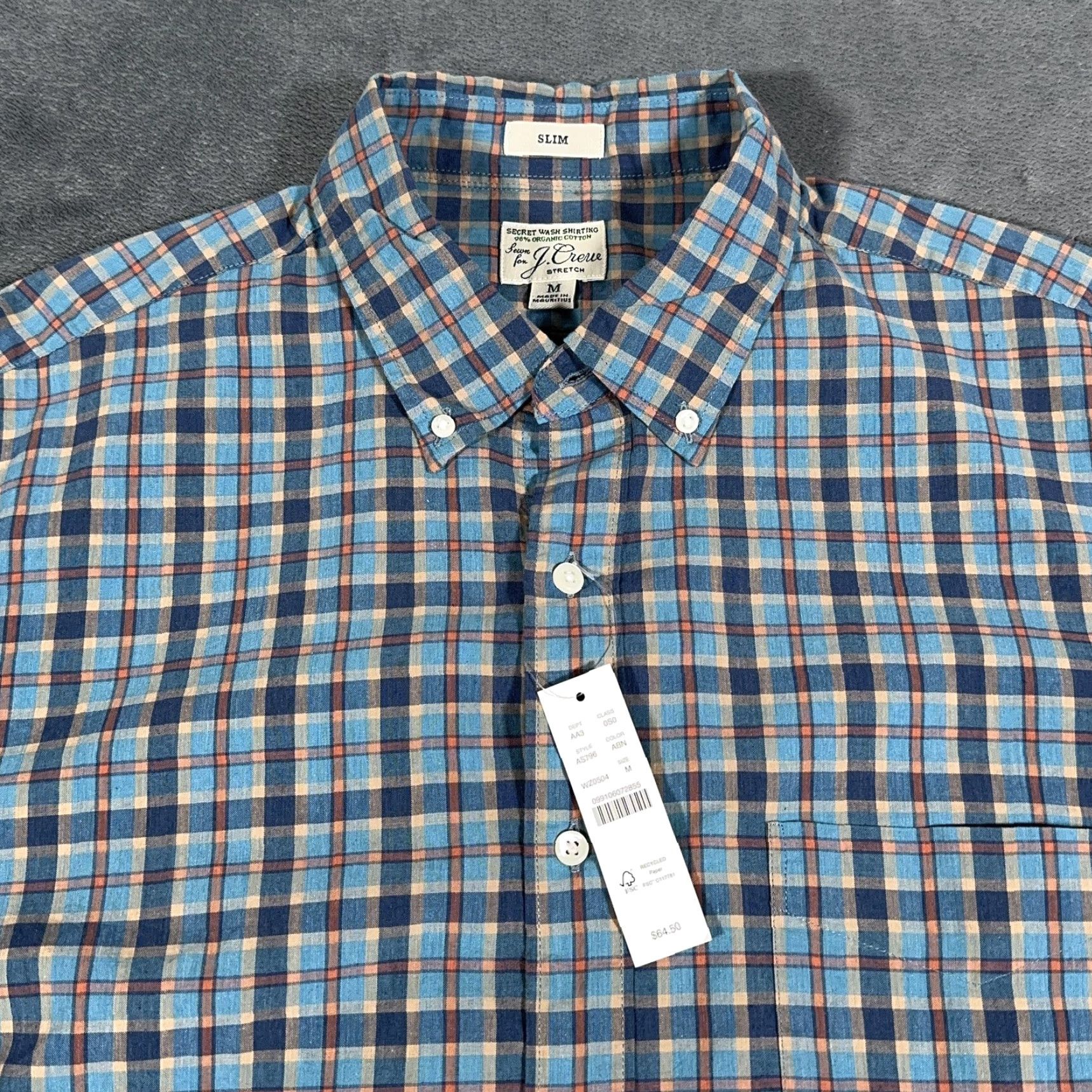 J.Crew VINTAGE J.CREW Shirt Mens Medium Blue Plaid Slim Stretch Button-Down Casual Size US M / EU 48-50 / 2 - 2 Thumbnail