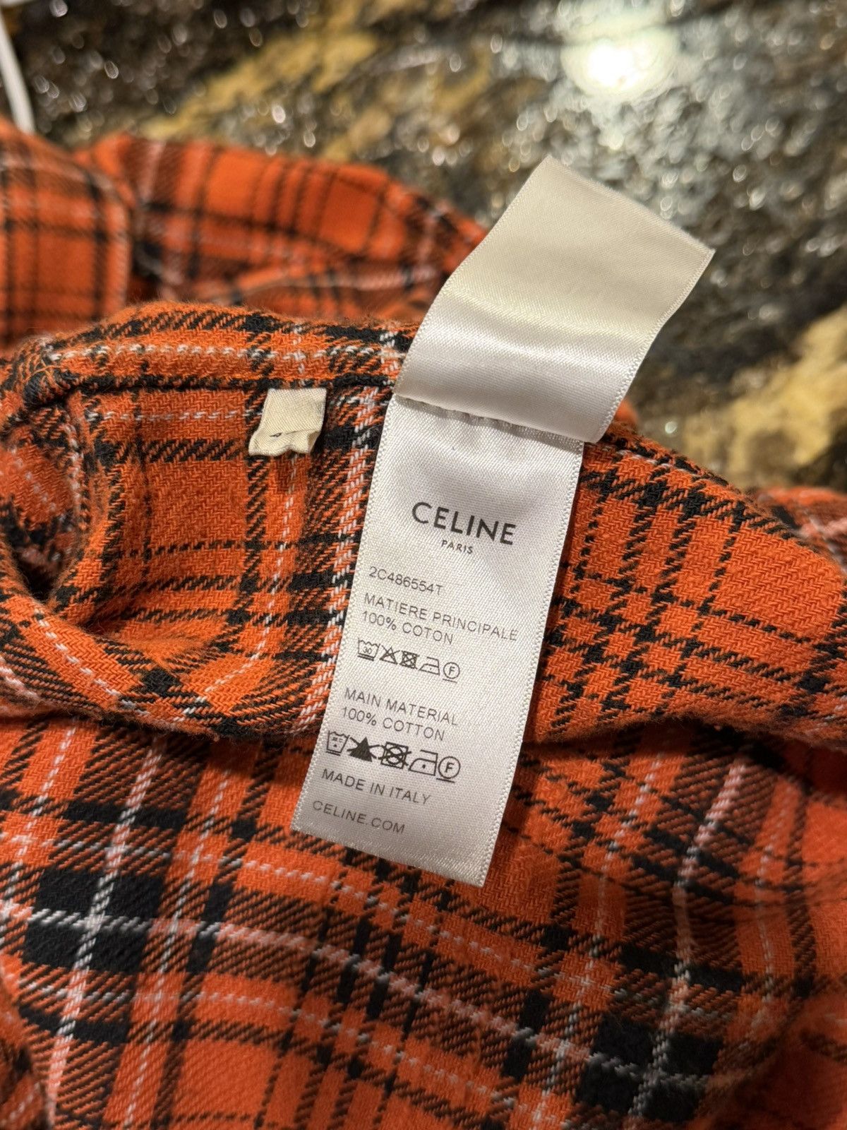 Celine Celine Hedi Slimane FW23 Orange/Red Flannel Button Up Shirt Size US XL / EU 56 / 4 - 14 Thumbnail