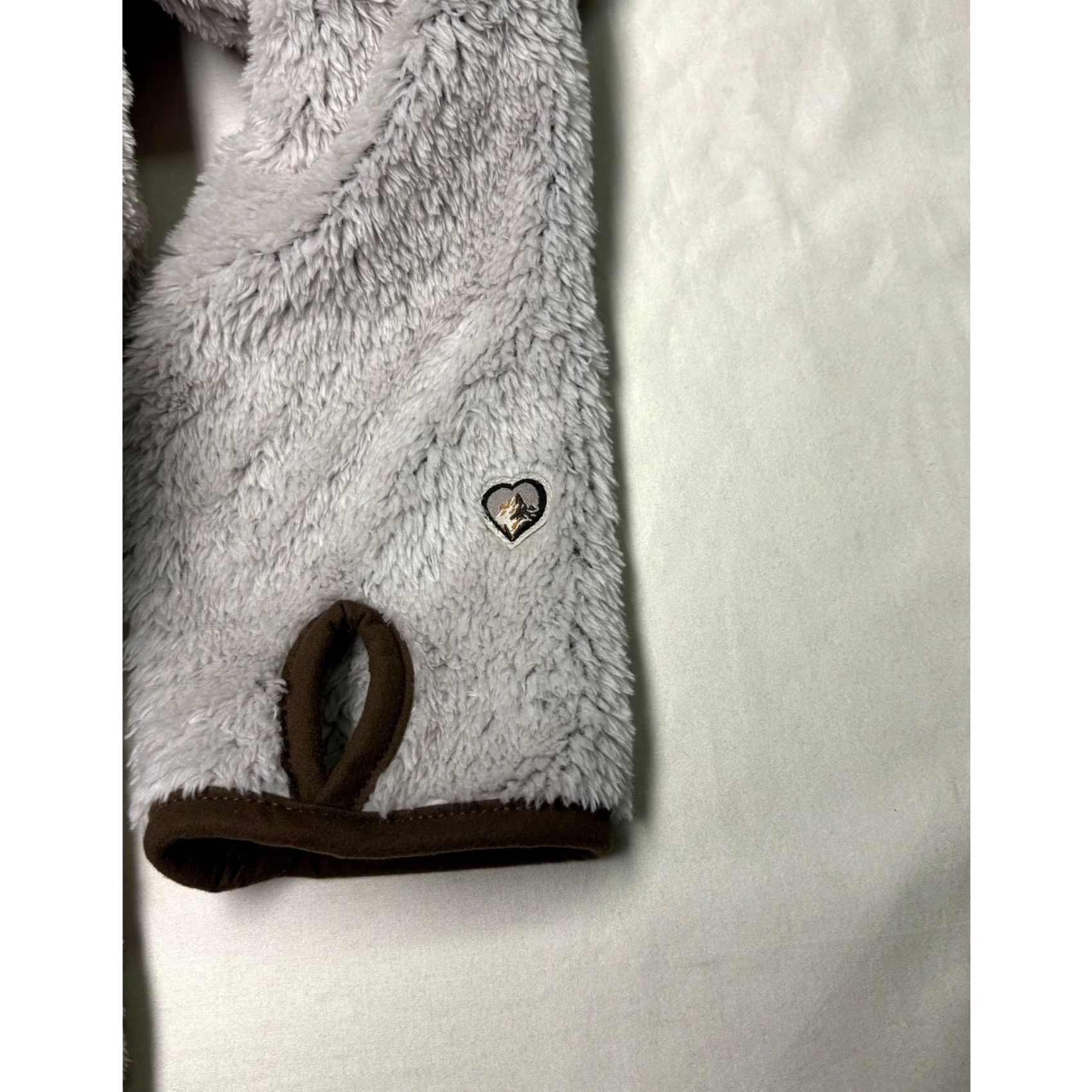 Vintage Kuhl Flight Jacket Womens Medium Grey High Pile Fleece Full Zip Stowaway Hood Size M / US 6-8 / IT 42-44 - 3 Thumbnail