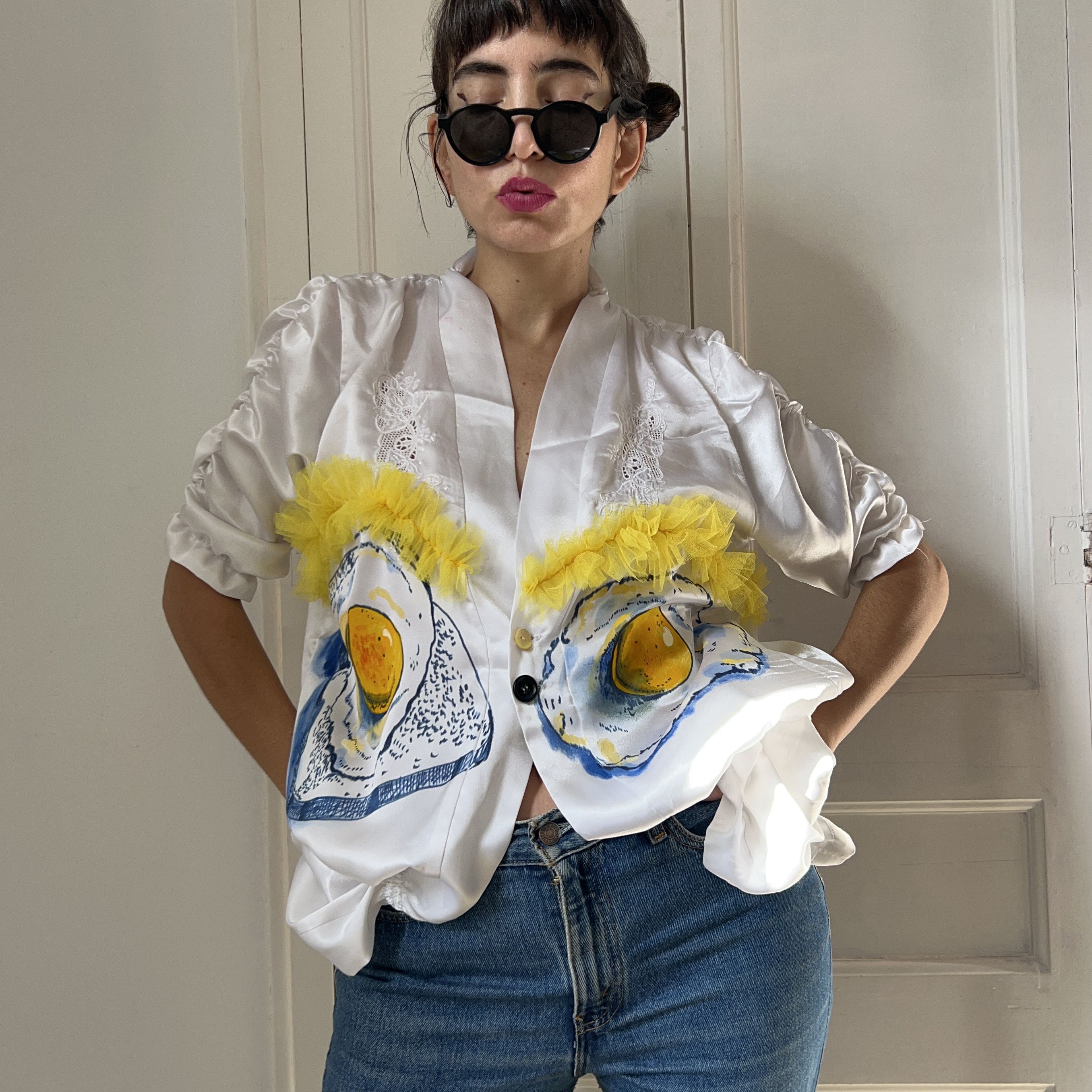 Custommade Vintage Reworked Sleep Fried Eggs Shirt Size XS / US 0-2 / IT 36-38 - 1 Thumbnail