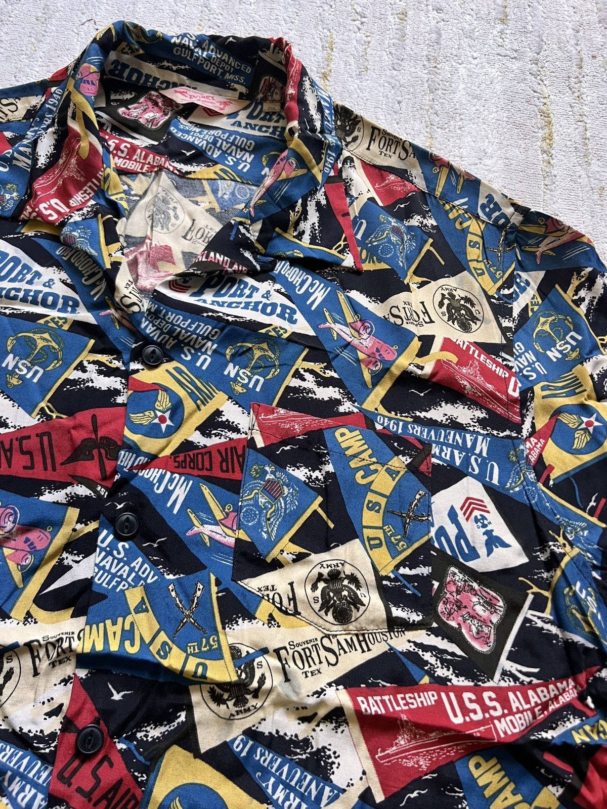 Avirex × Toyo Enterprises Avirex Army Flag Open Colar Hawaiian Shirt Size US XXL / EU 58 / 5 - 4 Thumbnail