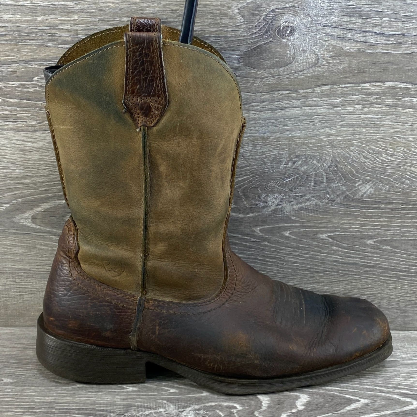 Ariat Ariat Mens 12 Earth Brown Bomber Leather Cowboy Boots Square Toe Western Rambler - Boots 12 Mens Brown Leather Western Cowboy Ariat Size US 12 / EU 45 - 2 Thumbnail