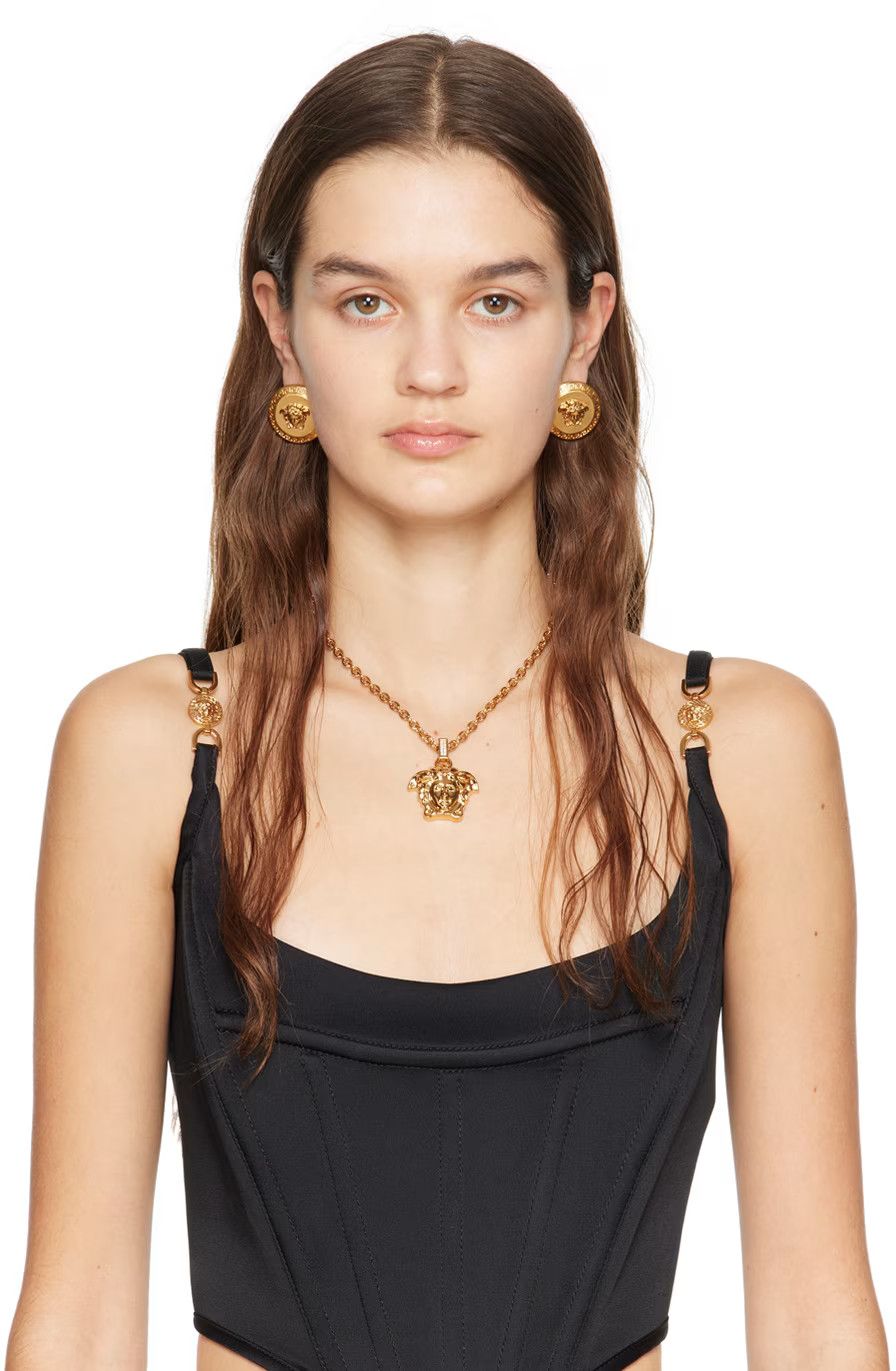 Versace o1s22i1n1024 Size: OS / Crystals La Medusa Necklace in Gold Size ONE SIZE - 3 Thumbnail