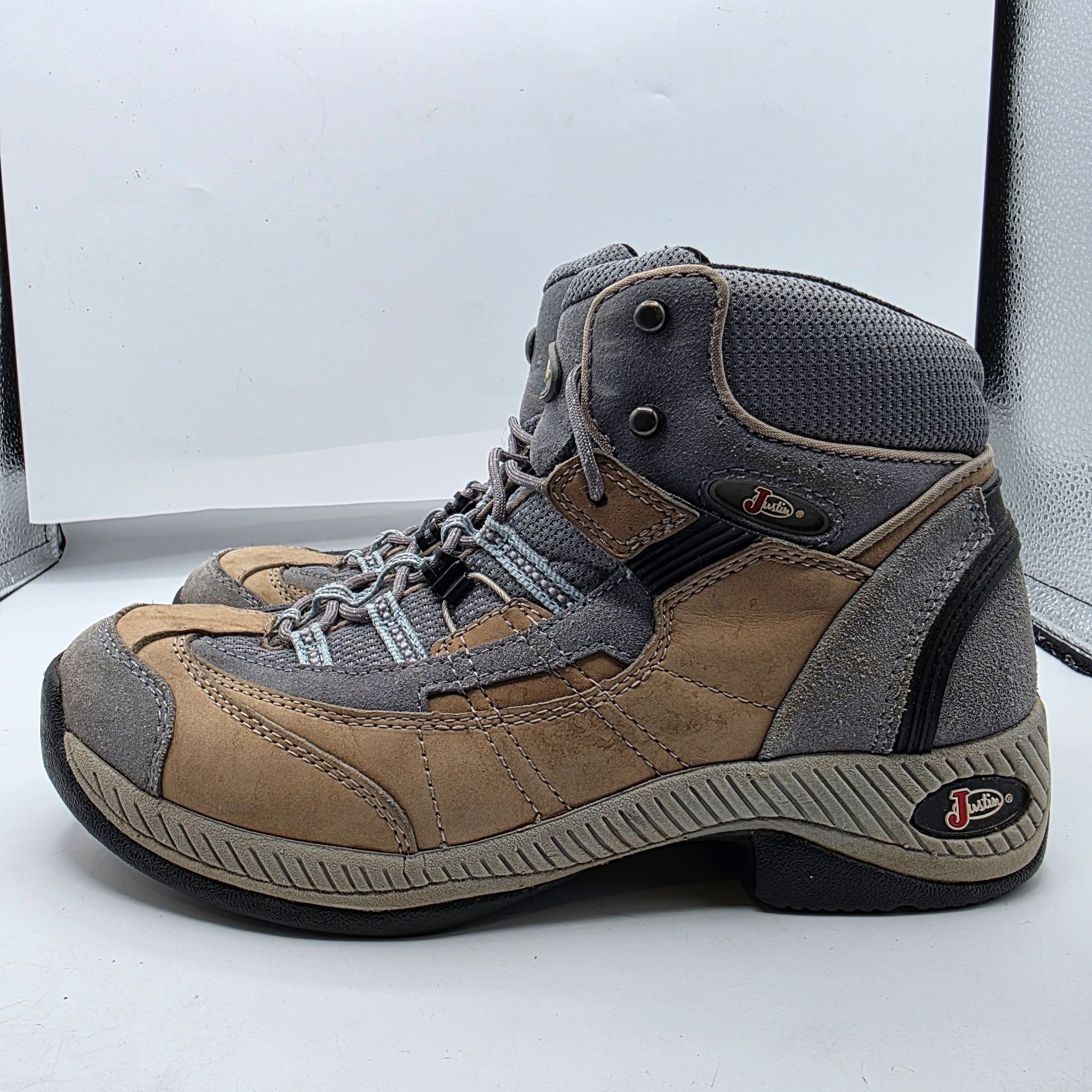 Justin Justin Womens Size 8.5 Gray Leather Upper Hiking Boots Outdo Size US 8.5 / IT 38.5 - 13 Thumbnail