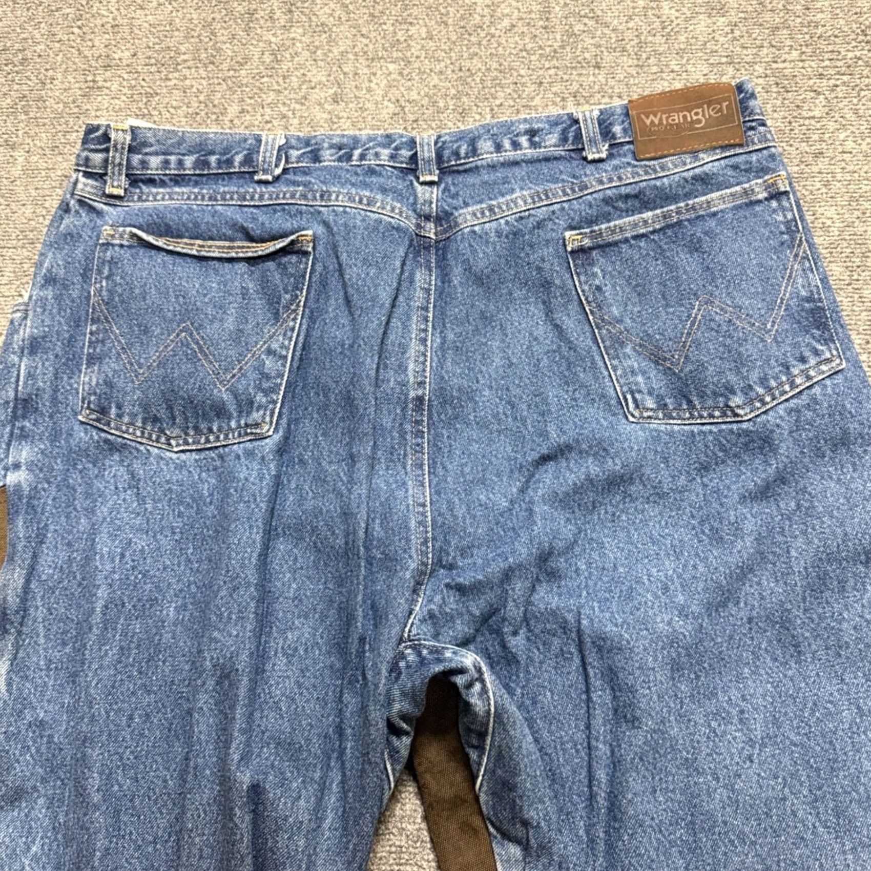 Wrangler VINTAGE Wrangler Pro Gear Jeans Men 38x32 Blue Brown Workwear Canvas Overlay Straight Denim Pants Mens Regular Size 38 Blue Brown Distressed Size US 38 / EU 54 - 7 Thumbnail