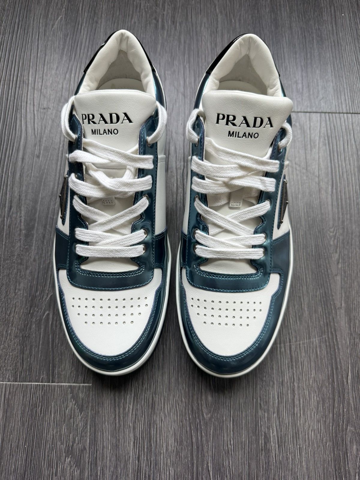 Prada Prada Downtown Leather/Metallic Sneakers Size US 8.5 / EU 41-42 - 2 Thumbnail