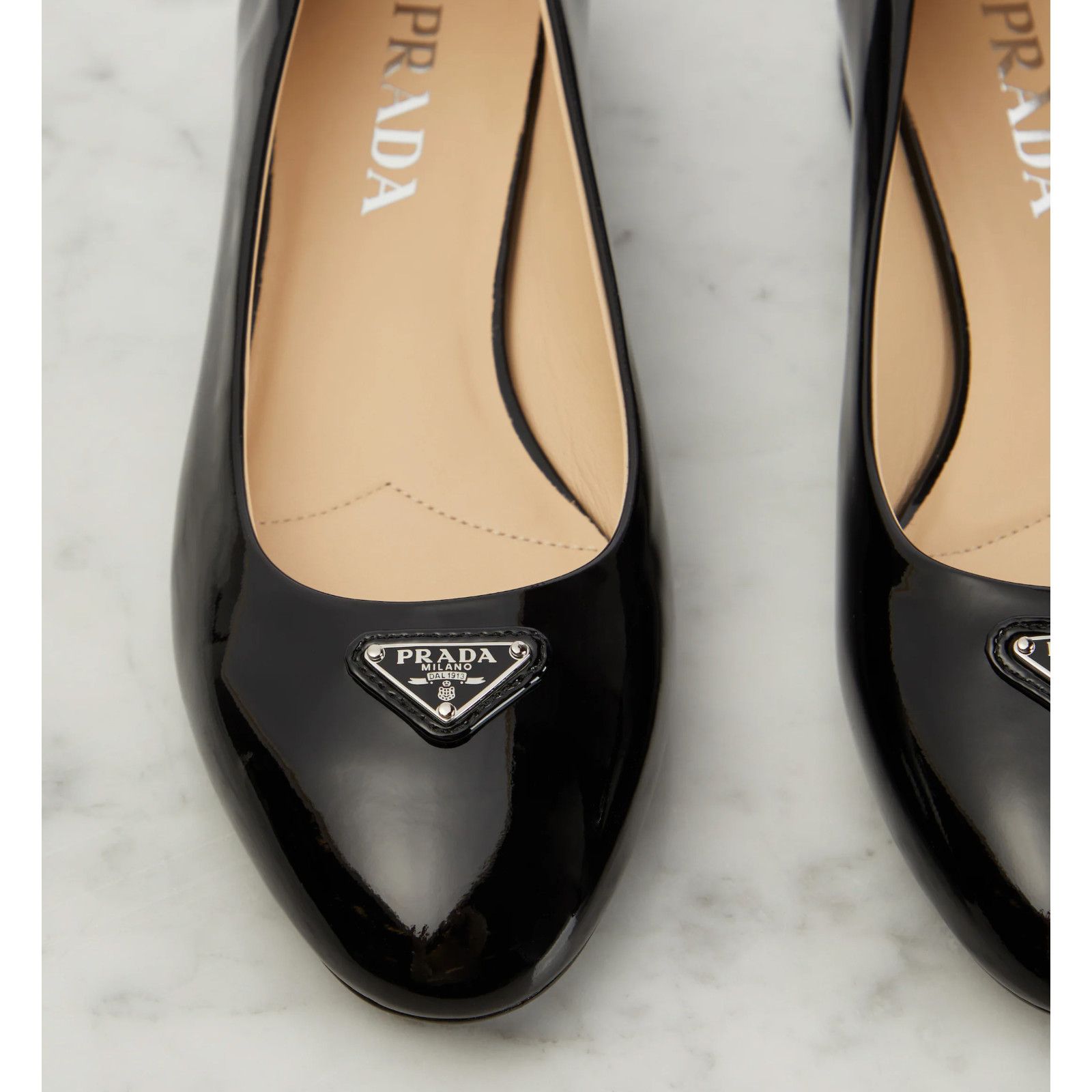 Prada Prada Black Patent Silver Triangle Logo Ballet Flat 39 Size US 9 / IT 39 - 8 Thumbnail