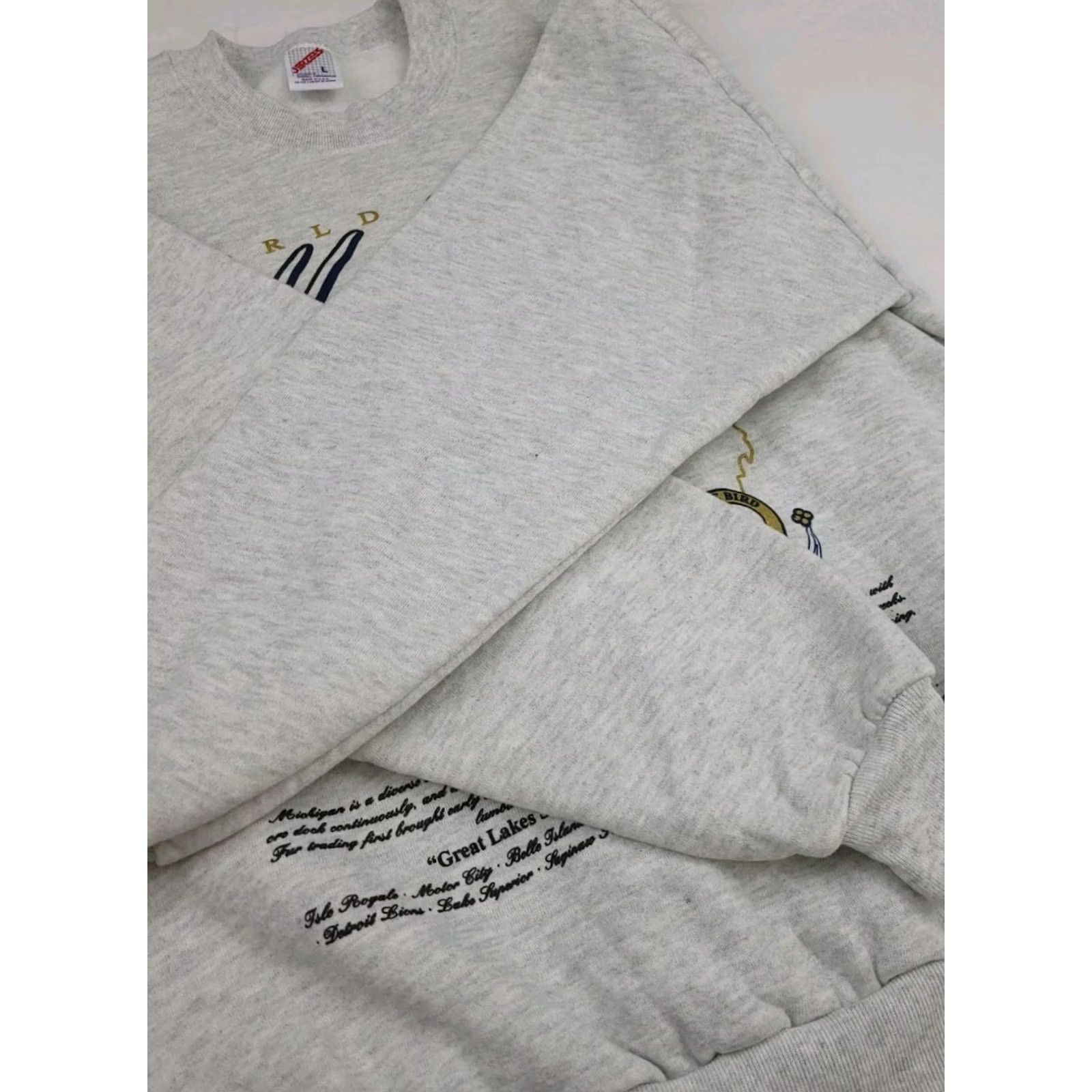 Jerzees VINTAGE 90s Michigan Big Print Sweatshirt Jerzees Men M Gray USA Wolver ine State Flower Tree Bird Sweatshirt Crew Neck Long Sleeve Pullover Size US M / EU 48-50 / 2 - 4 Thumbnail