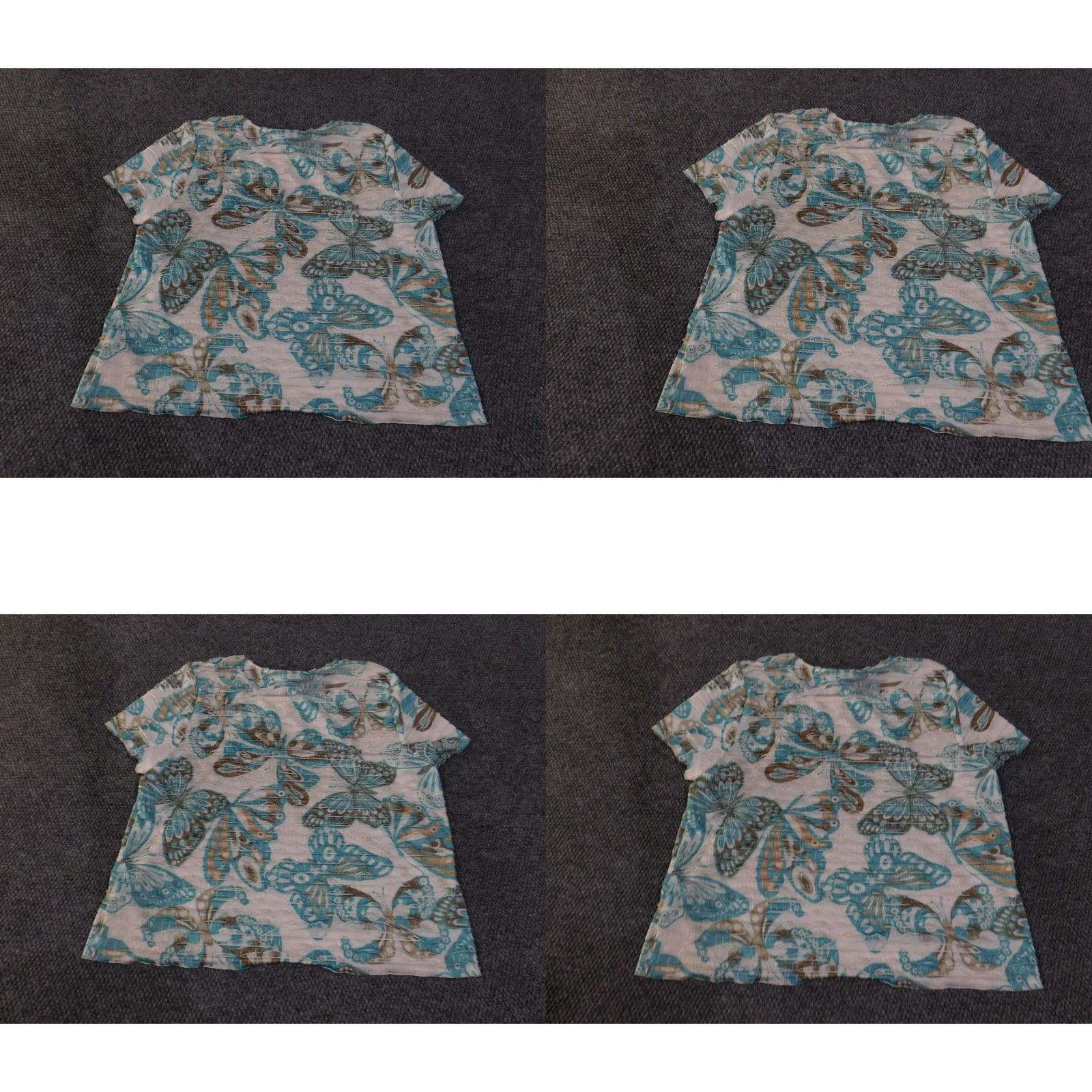 Vintage VINTAGE Alfred Dunner Shirt Womens 2XL Blue White Butterfly Print Crinkle Scoop T-Shirt Womens Plus Size XXL Size XXL / US 16-18 / IT 52-54 - 8 Thumbnail