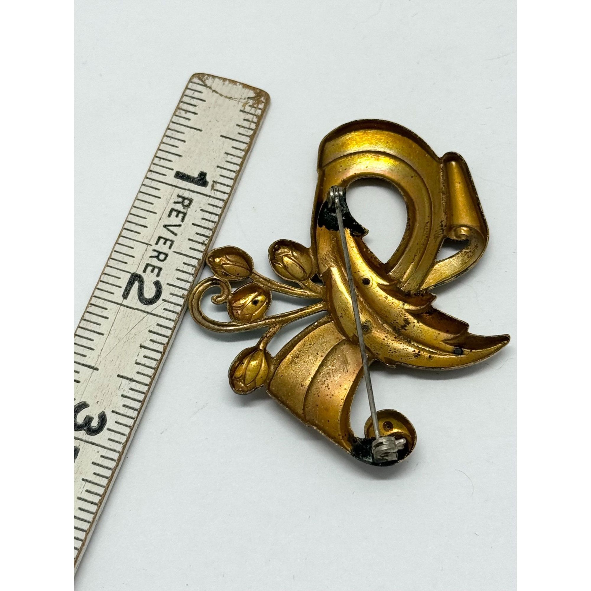 Vintage Estate enamel flower brooch pin Size ONE SIZE - 4 Thumbnail