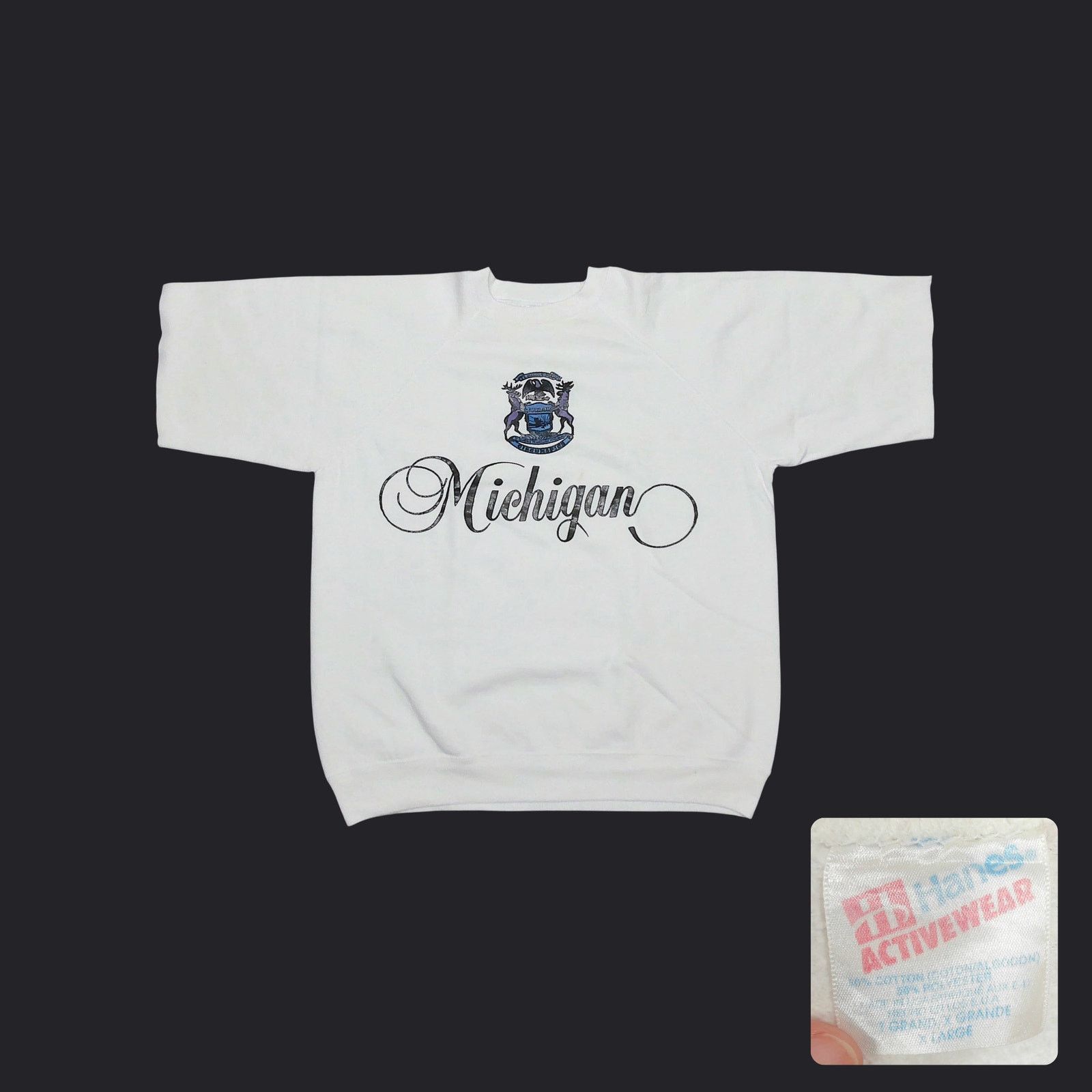 Hanes 80s Hanes Michigan State Seal Custom Cutoff Boxy Sweatshirt Size US XL / EU 56 / 4 - 1 Thumbnail