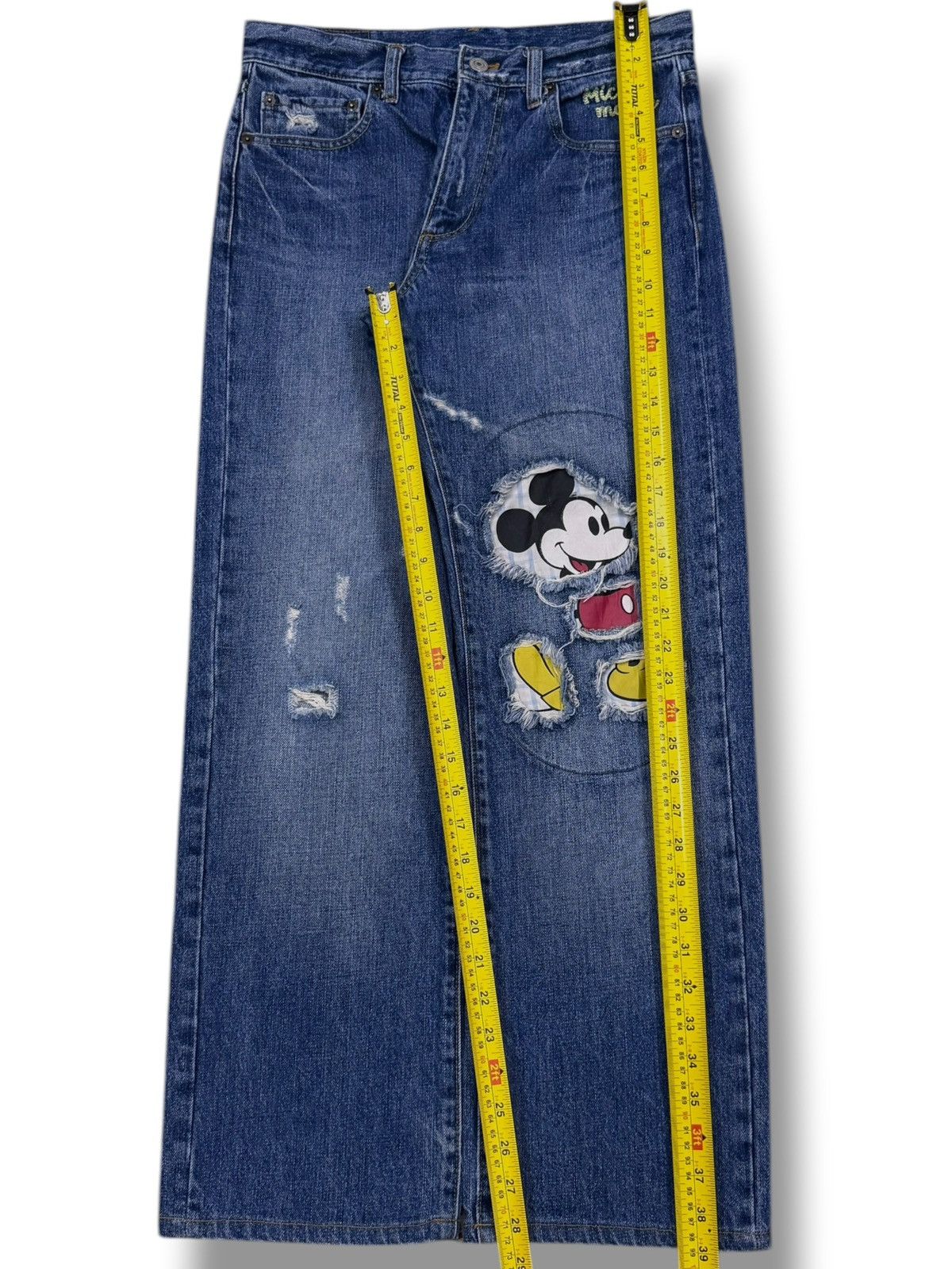 Mickey Mouse Vintage Disney Mickey Mouse Distressed Patchwork Y2K Denim Size US 30 / EU 46 - 12 Thumbnail