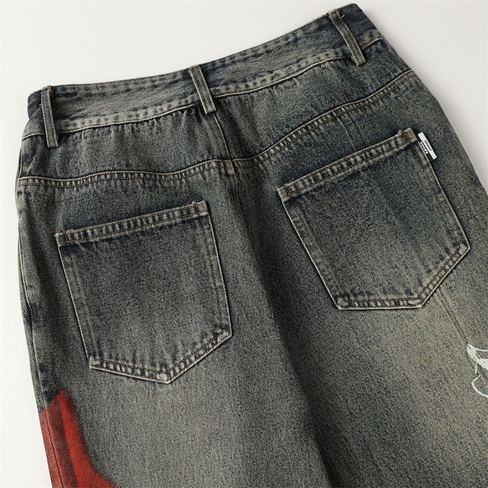Japanese Brand × Vintage High street loose straight washed graffiti print jeans y2k Size US 32 / EU 48 - 3 Thumbnail