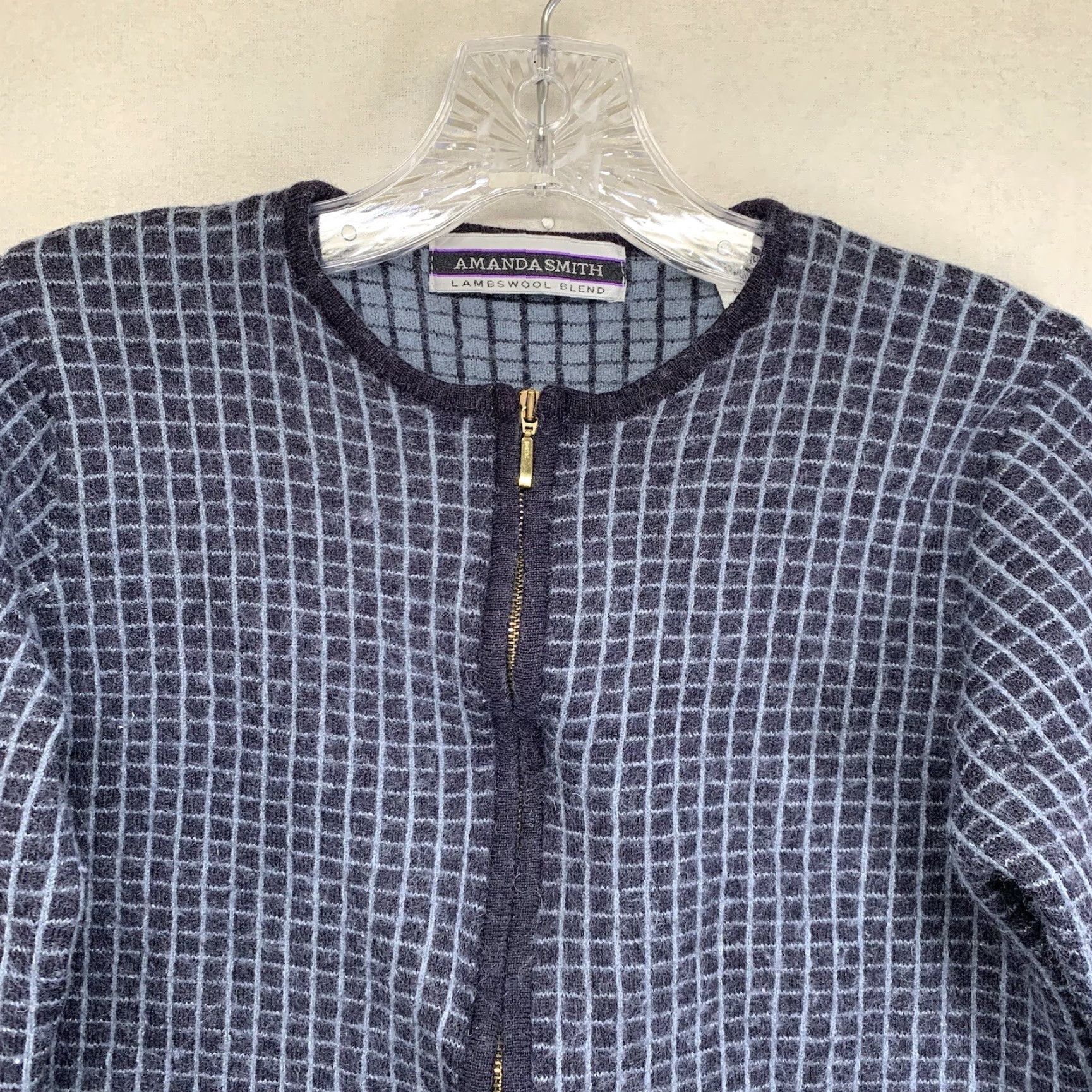 Vintage VINTAGE Amanda Smith Sweater Full Zip Jumper Argyle Blue Squares 80s 90s Preppy Slim XS Womens Dress Knit Wool-Acrylic Size XS / US 0-2 / IT 36-38 - 4 Thumbnail