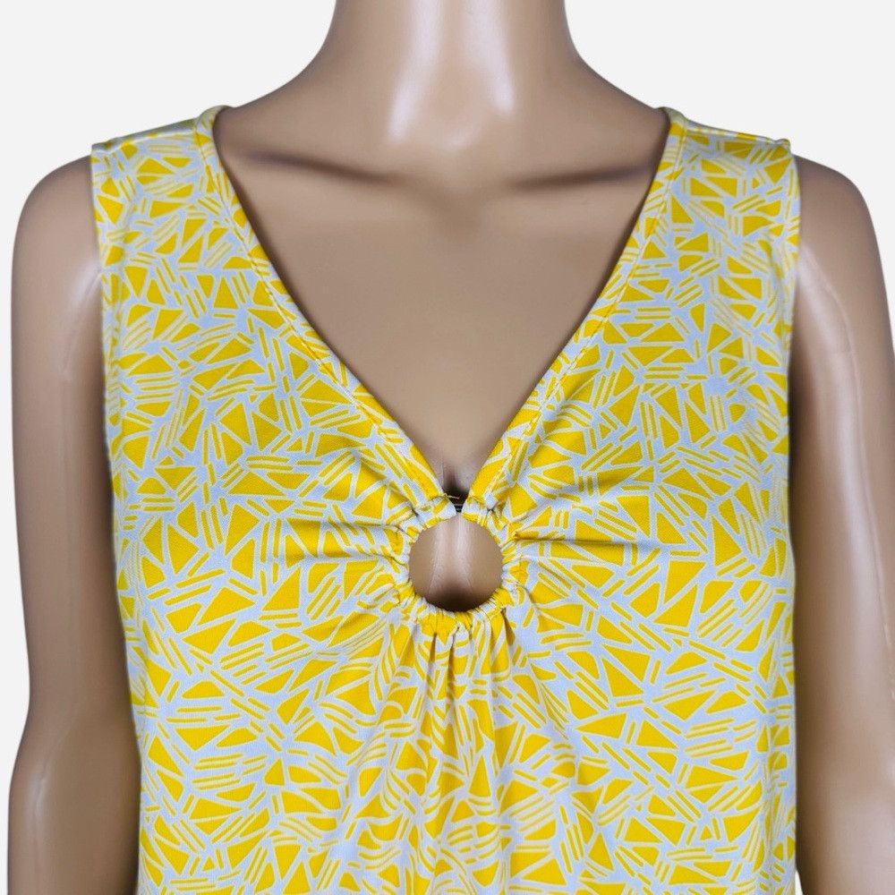 Other Susan Graver Printed Liquid Knit Sleeveless Yellow Top with Size L / US 10 / IT 46 - 3 Thumbnail