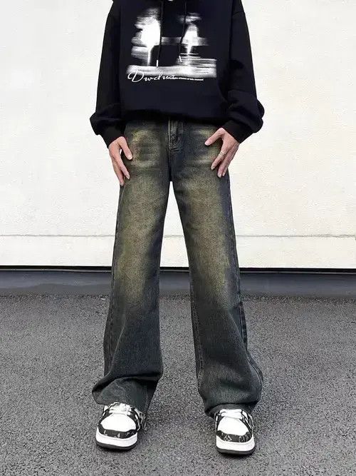 Japanese Brand × Jean Vintage washed draped hip-hop straight-leg jeans Size US 32 / EU 48 - 1 Thumbnail
